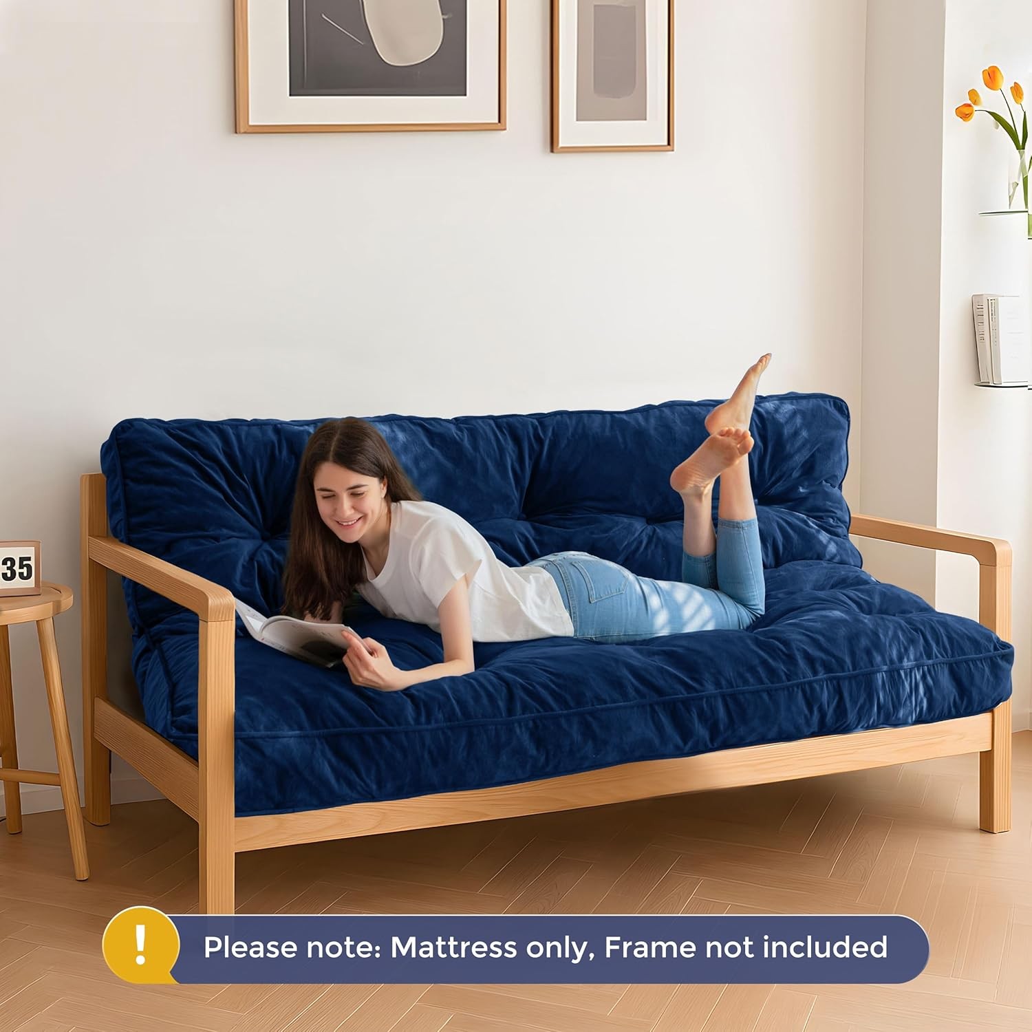 MAXYOYO Navy Full Futon Sofa Couch Floor Mattress