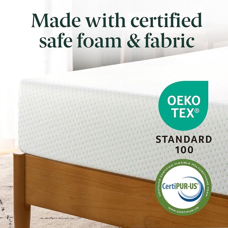 5 Inch Twin Green Tea Memory Foam Mattress Fiberglass free Medium Firm