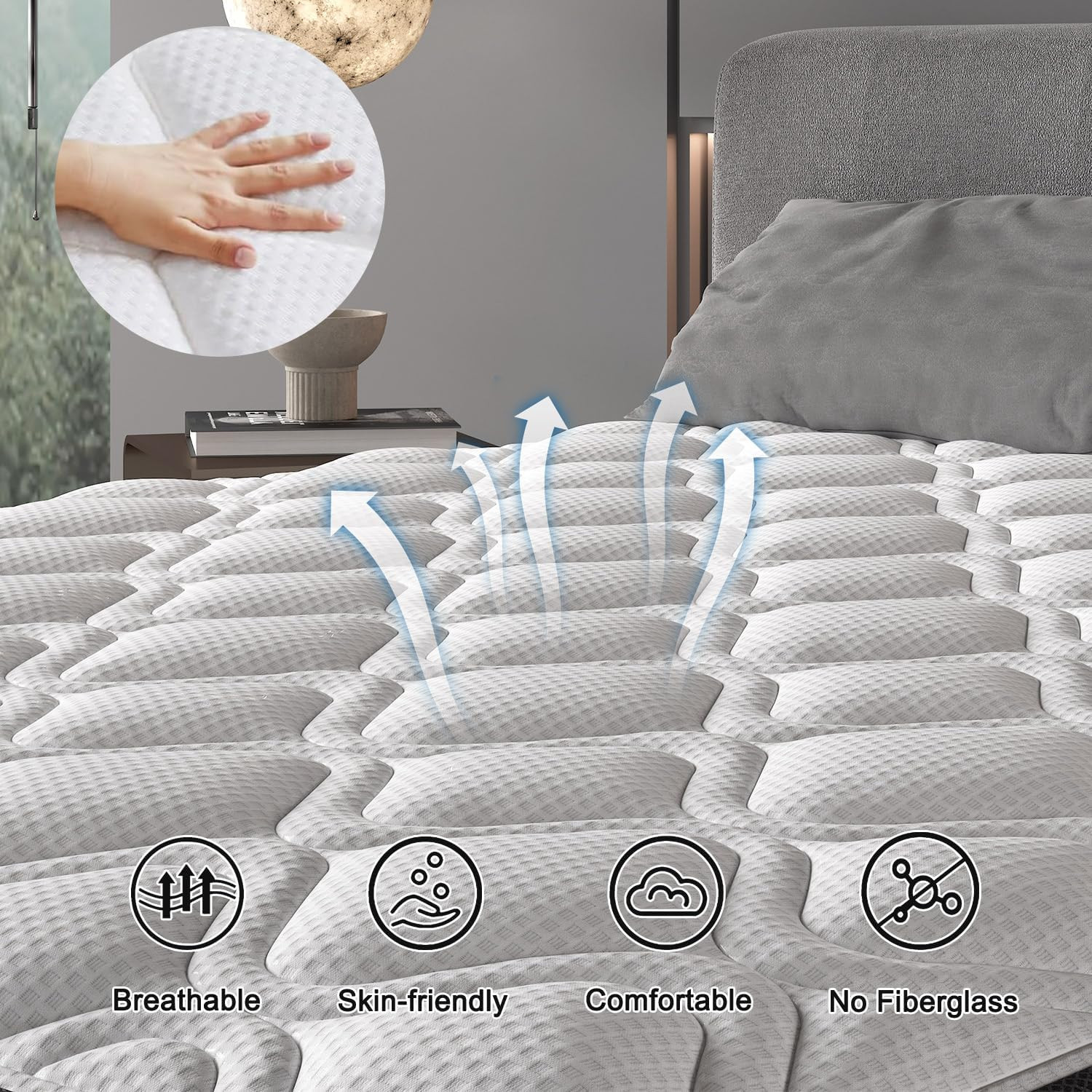 14″ Queen Hybrid Mattress – Gel Memory Foam, Pocket Springs, Medium Firm