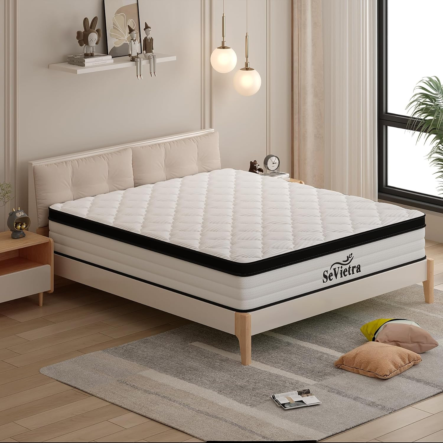 12-Inch Queen Mattress, Medium Firm Memory Foam with Pocket Springs, Fiberglass