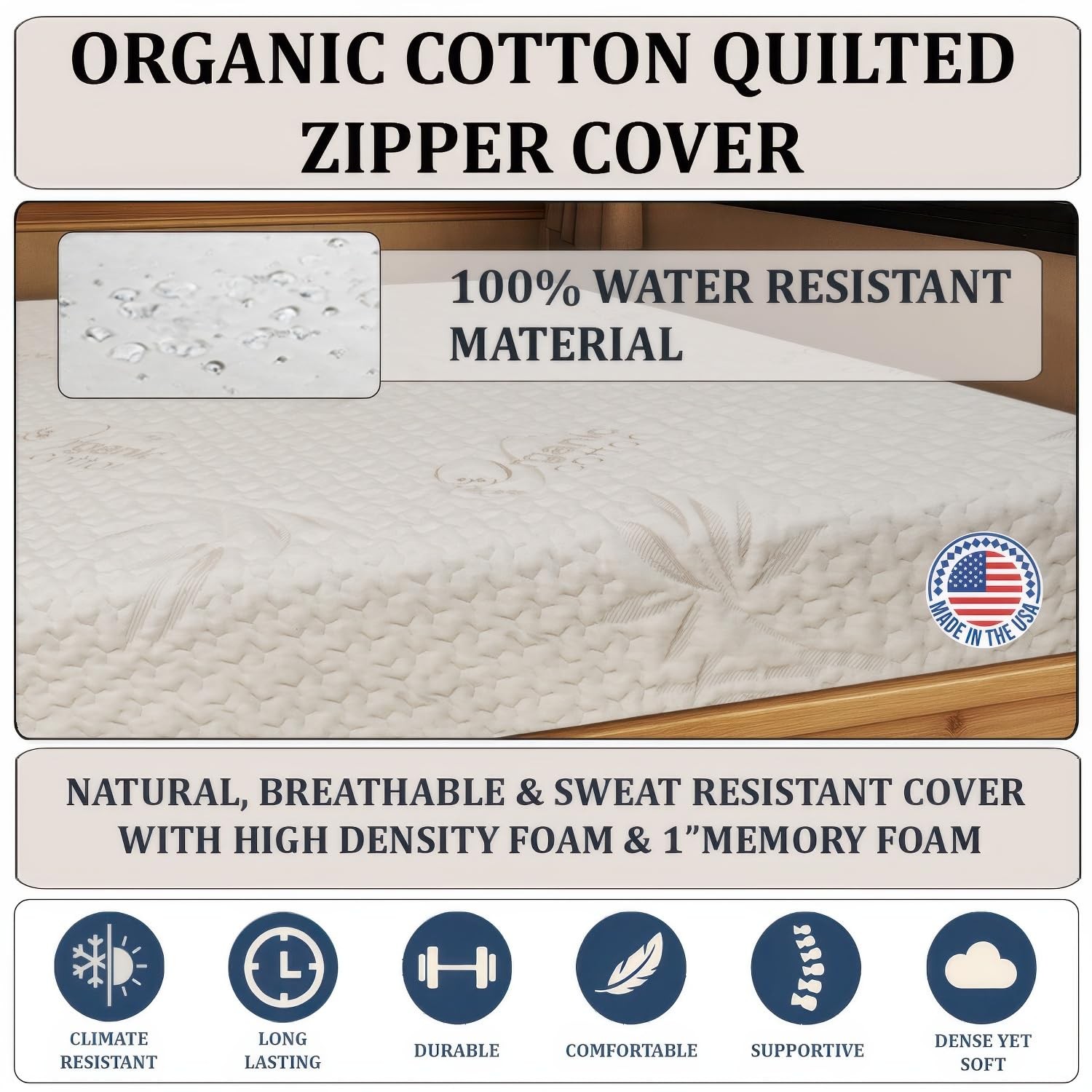 Foamma 4” x 24” x 72” Truck, Camper, RV Travel Visco Gel Memory Foam Bunk Mattre
