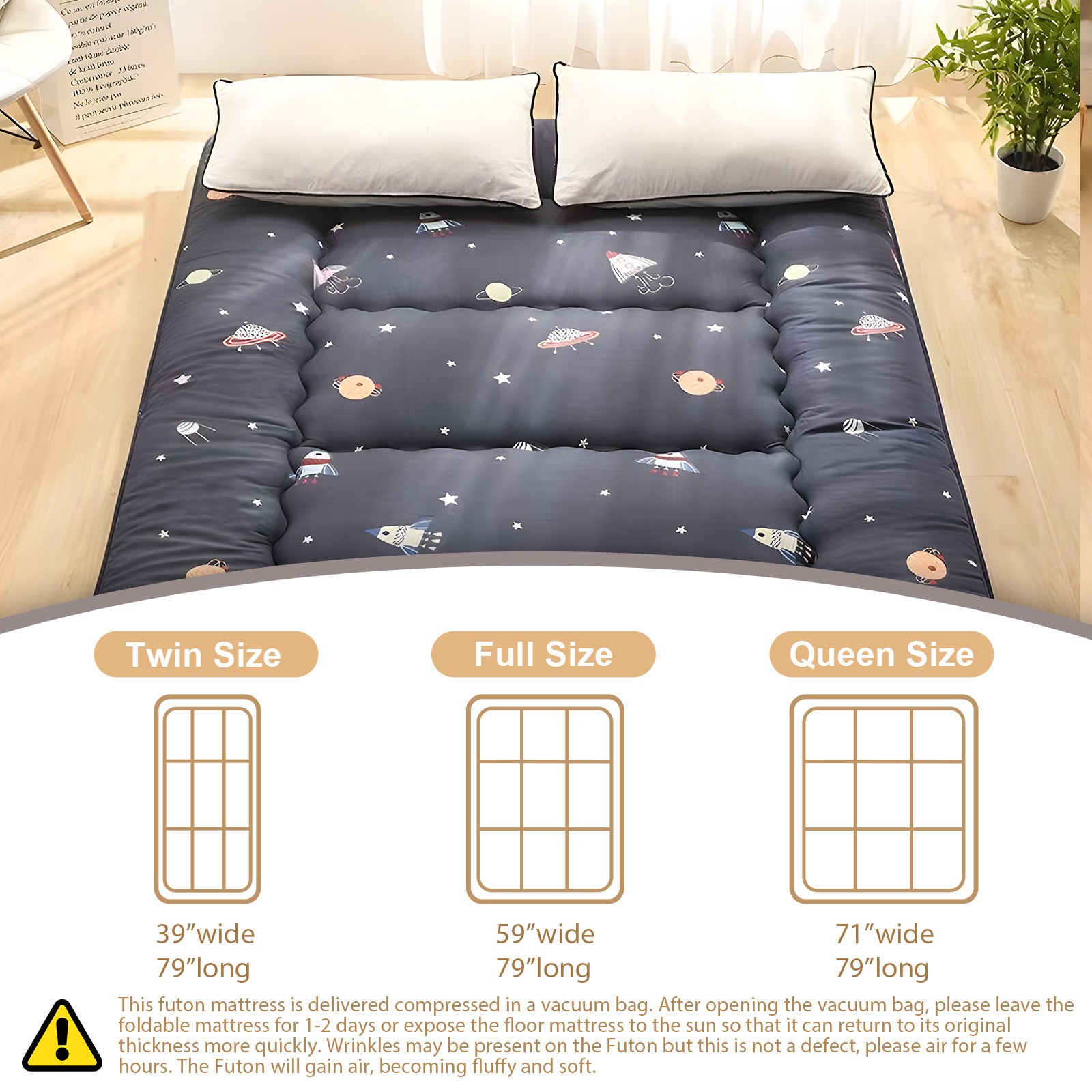 4″ Thick Japanese Floor Futon Mattress Roll Up Tatami Mat Dormitory Sleeping Pad
