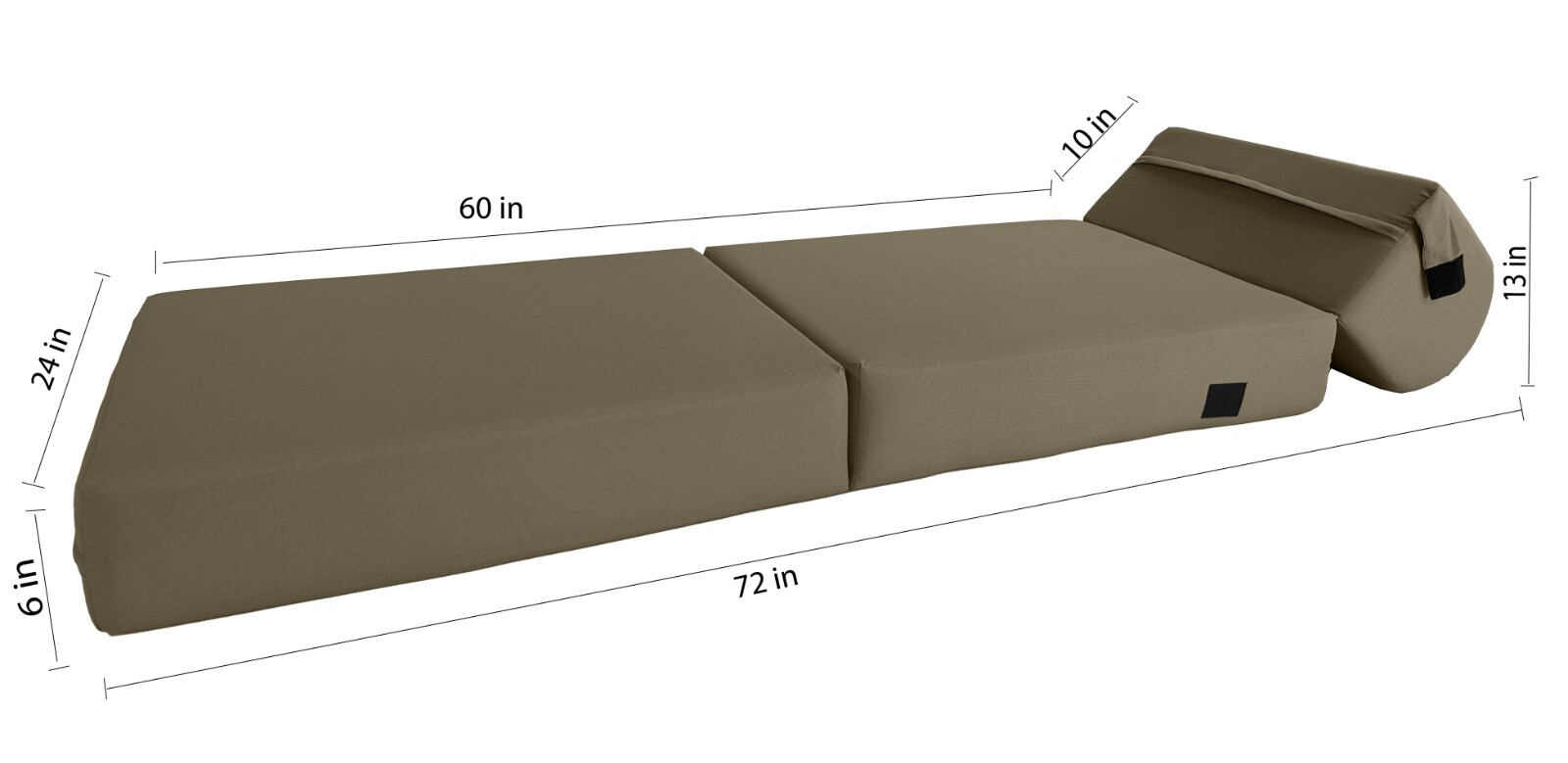 Sleeper Chair Folding Foam Beds, Flip Chair Mattresses, Tan 6 x 24 x 70