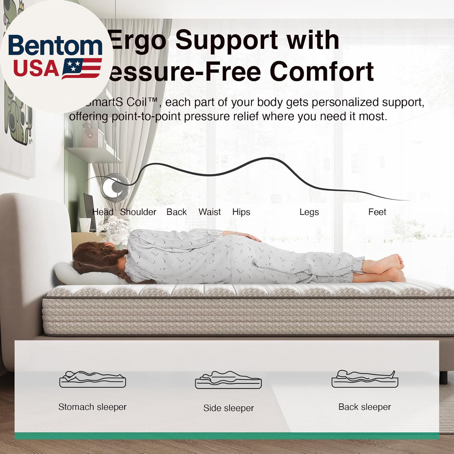 Twin Mattress, 6 Inch Twin Size Mattresses in a Box with Smarts™ Coil for Pressu