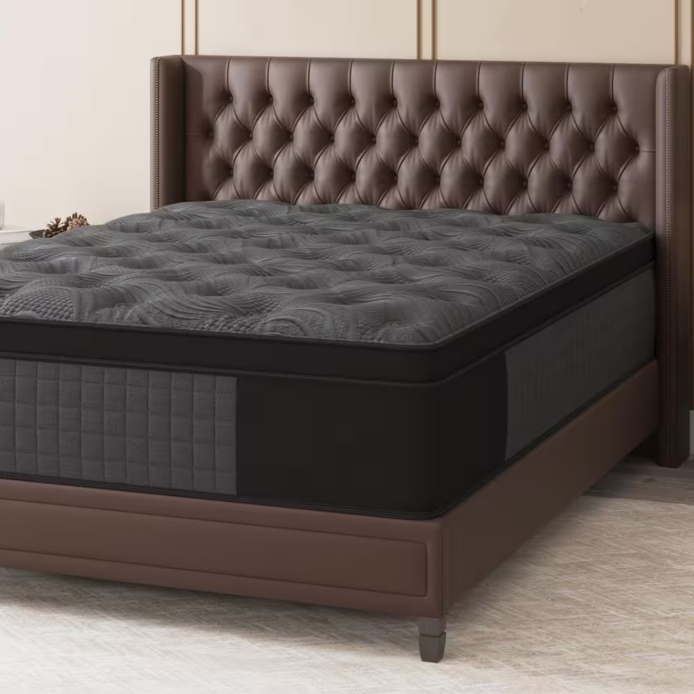 King Medium Firm Gel Memory Foam 14 In. Hybrid Mattress Euro Top Individually Wr
