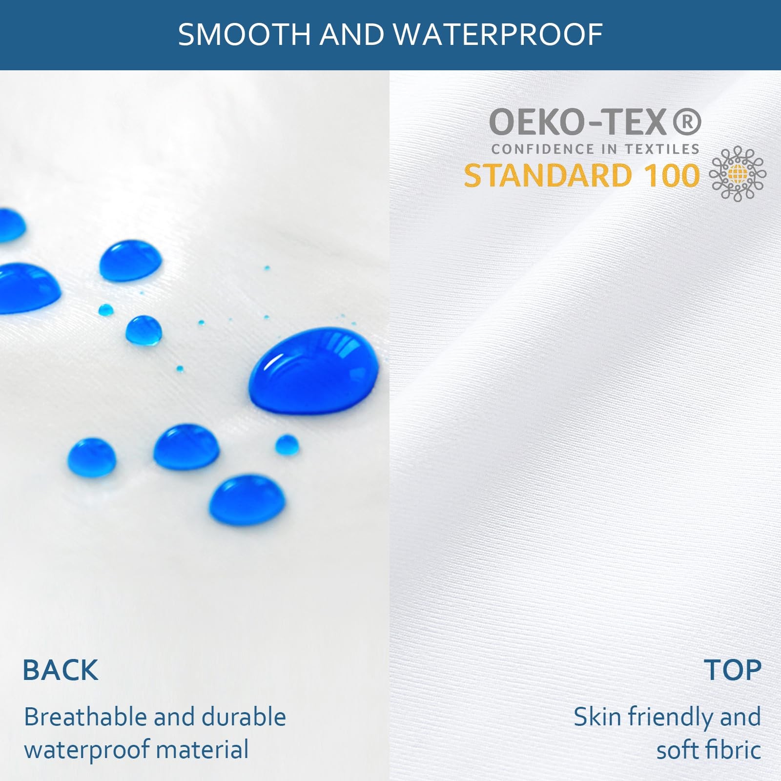 Split Head King Size Mattress Protector Waterproof,for King, White