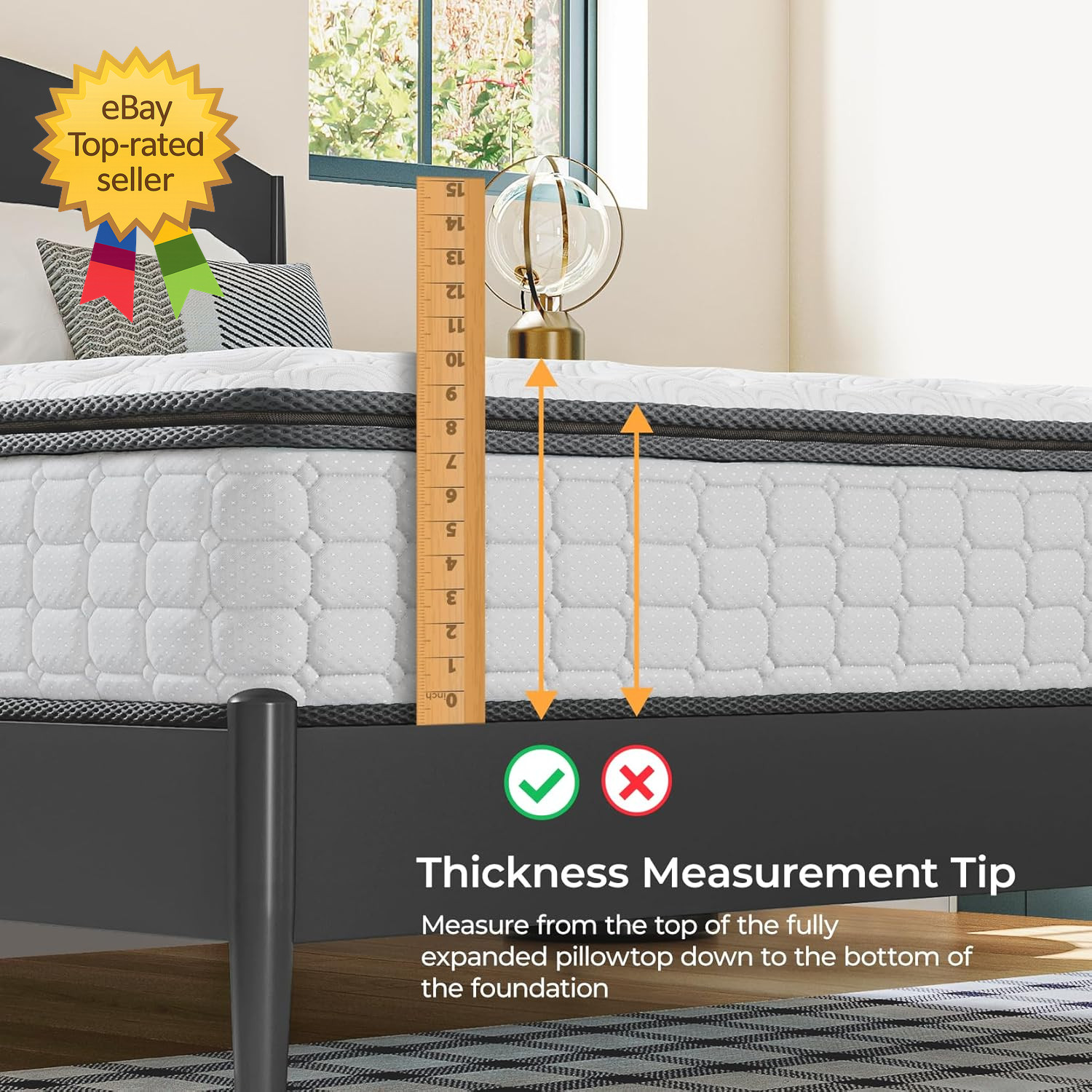 Twin Mattress 10 Inch Hybrid Twin Size Mattress in a Box Single Bed Pillow Top M
