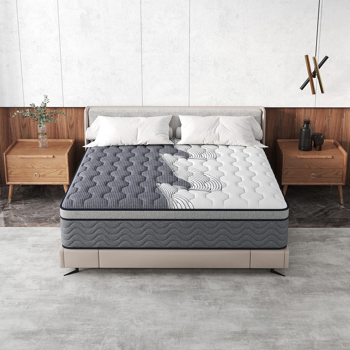 12″ Gel Memory Foam Hybrid Spring Mattress Full Queen King In A Box Dual Firm