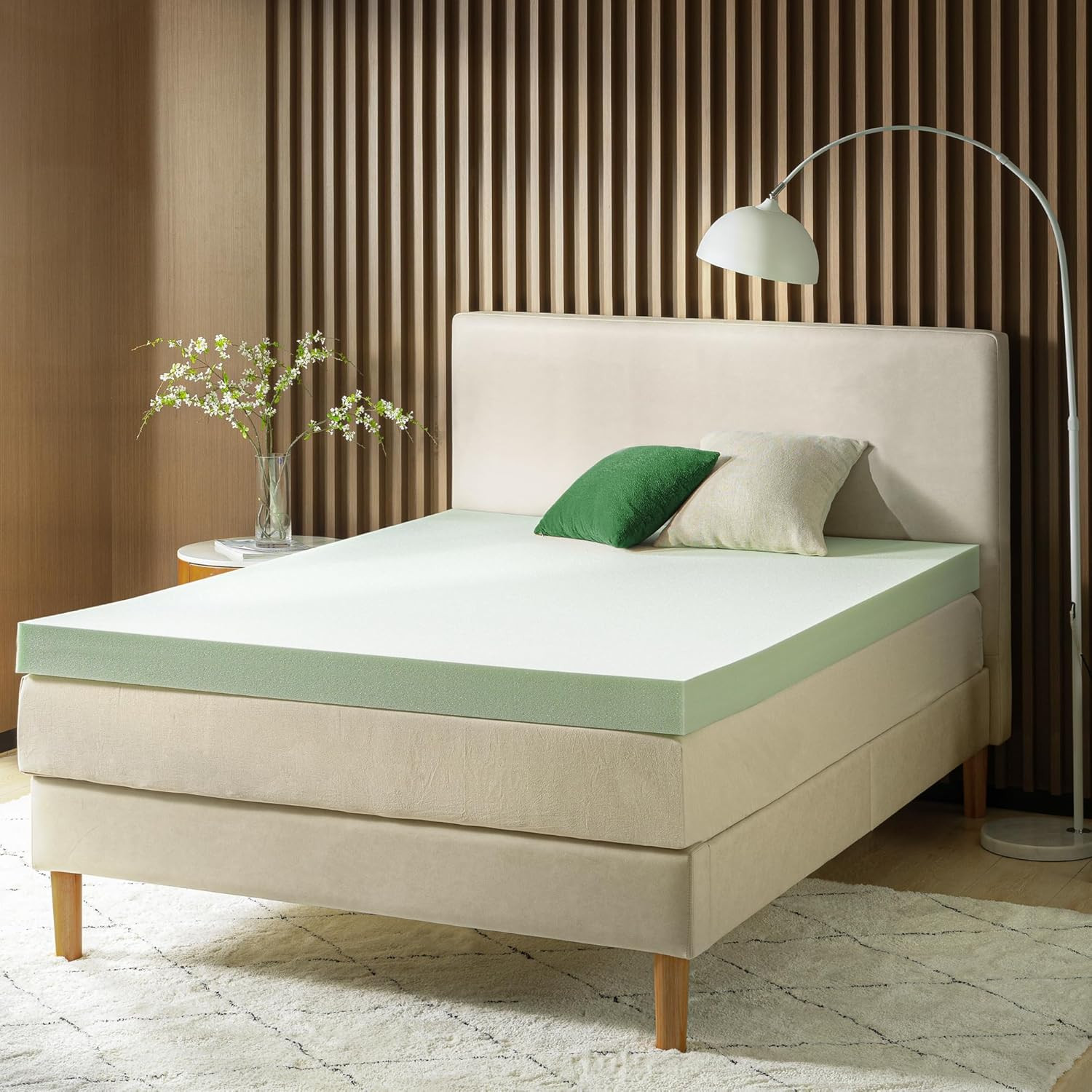 Green Tea Memory Foam Mattress Topper – 4 Inch, Full Size, CertiPUR-US