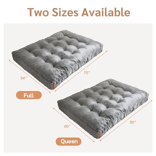 8 Inches Futon Mattress Full Size, Thick Futons Sofa Full (8 inches) Grey