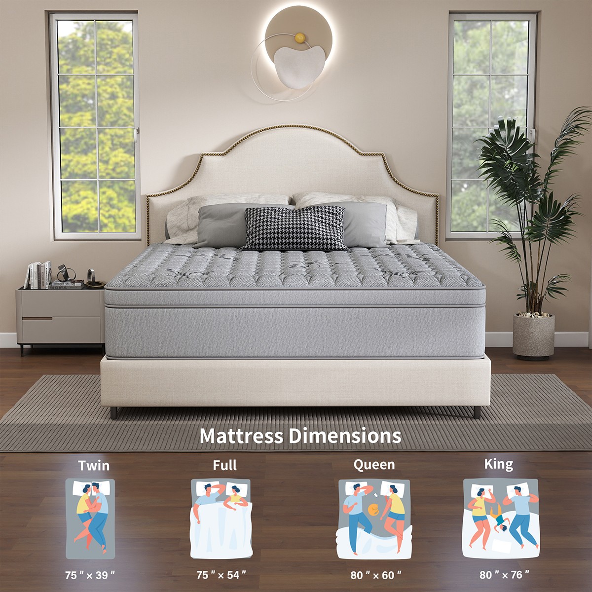 12″ 14″ Gel Memory Foam Mattress Hybrid Spring Twin Full Queen King In A Box
