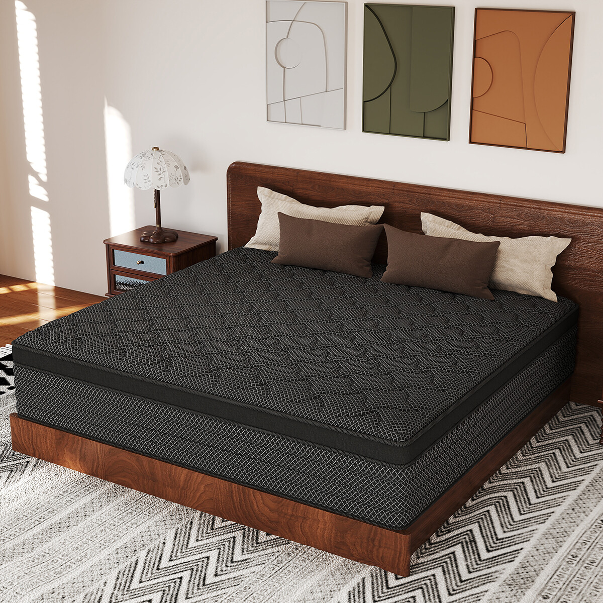 12″ 14″ Gel Memory Foam Mattress Hybrid Spring Twin Full Queen King Bed In A Box