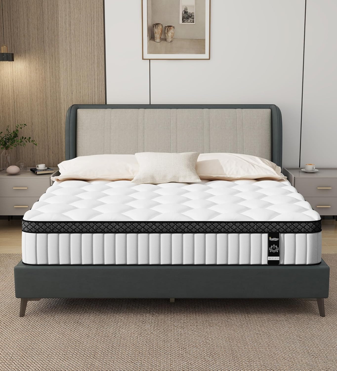 Full Mattress,10 Inch Hybrid White Mattresses,Gel Memory Foam Spring Mattress in
