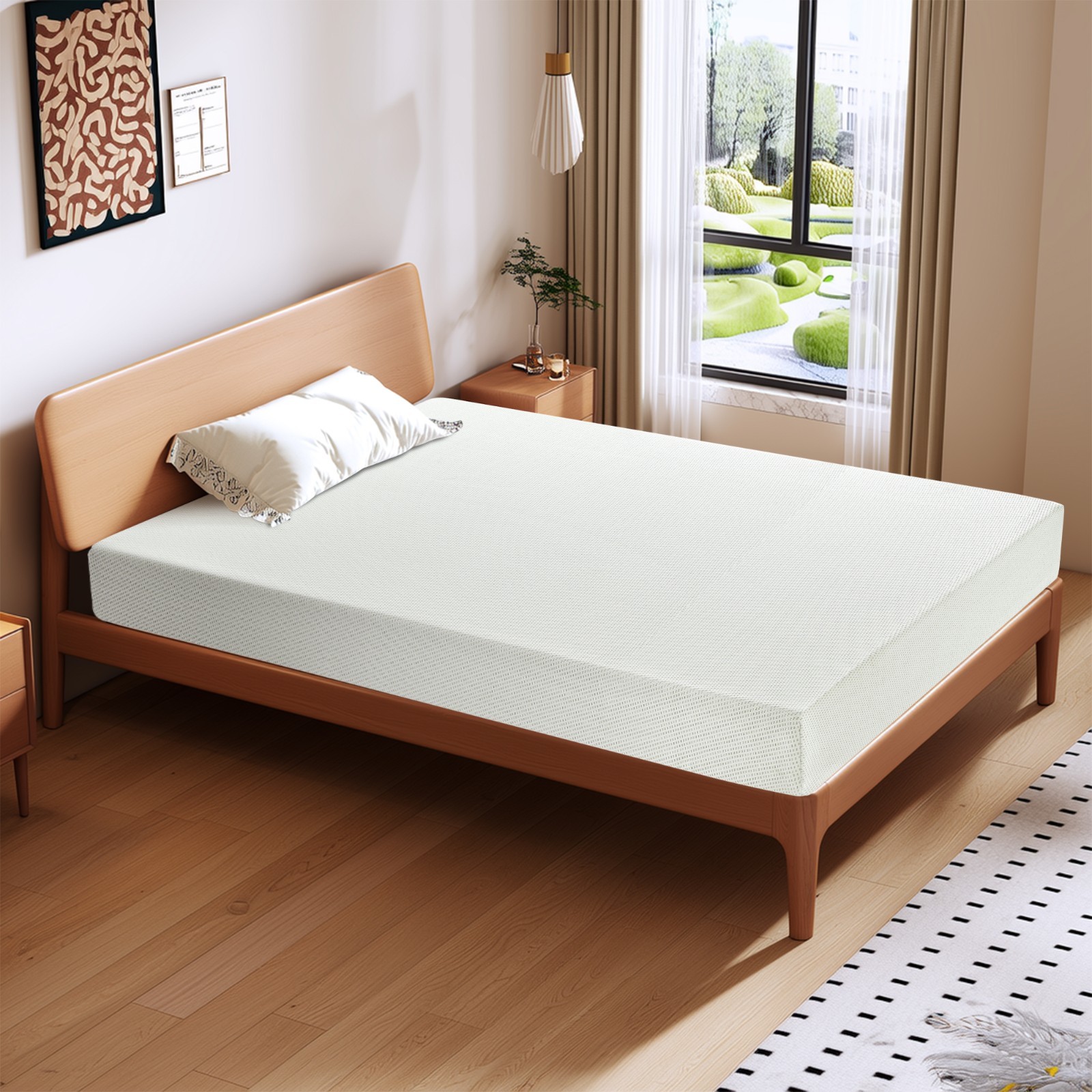 5″ 6″ Breathable Green Tea Comfortable Gel Memory Foam Mattress Pressure Relief