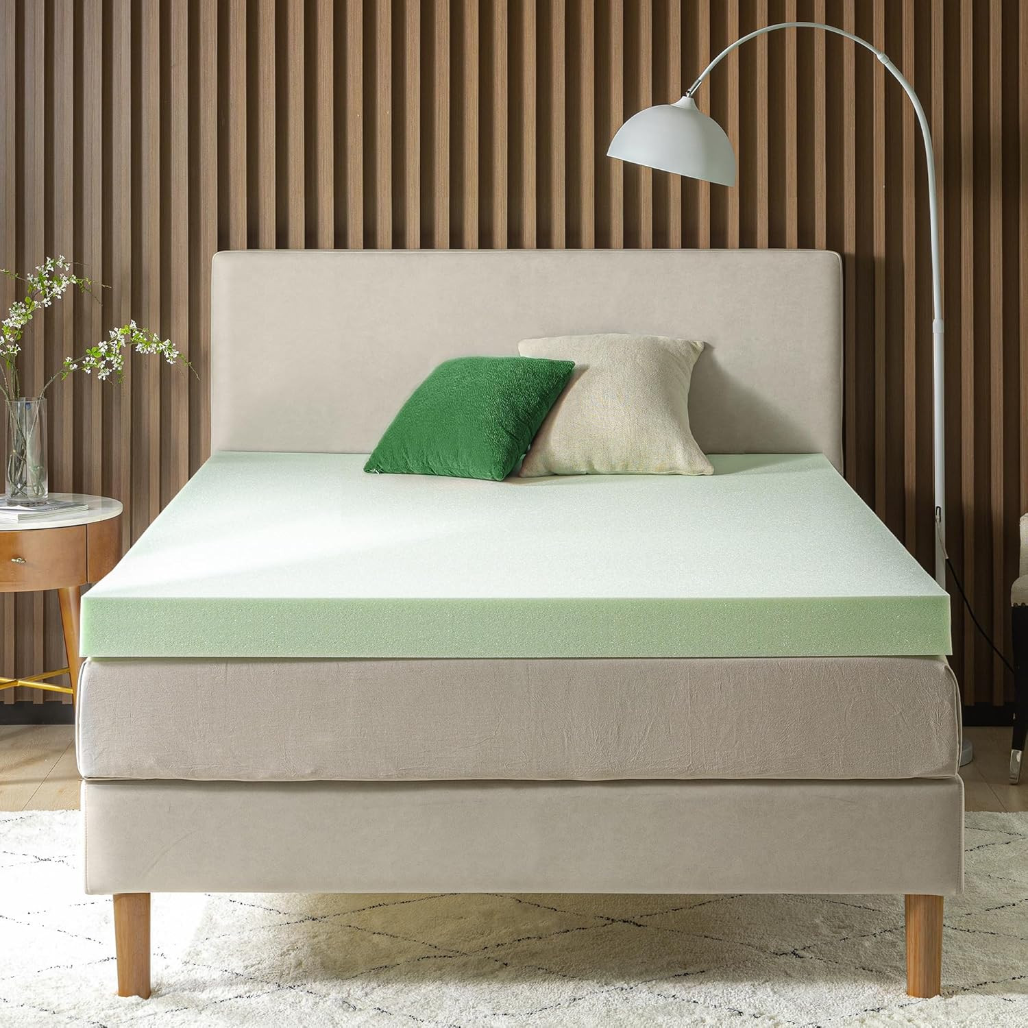 Green Tea Memory Foam Mattress Topper – 4 Inch, Full Size, CertiPUR-US