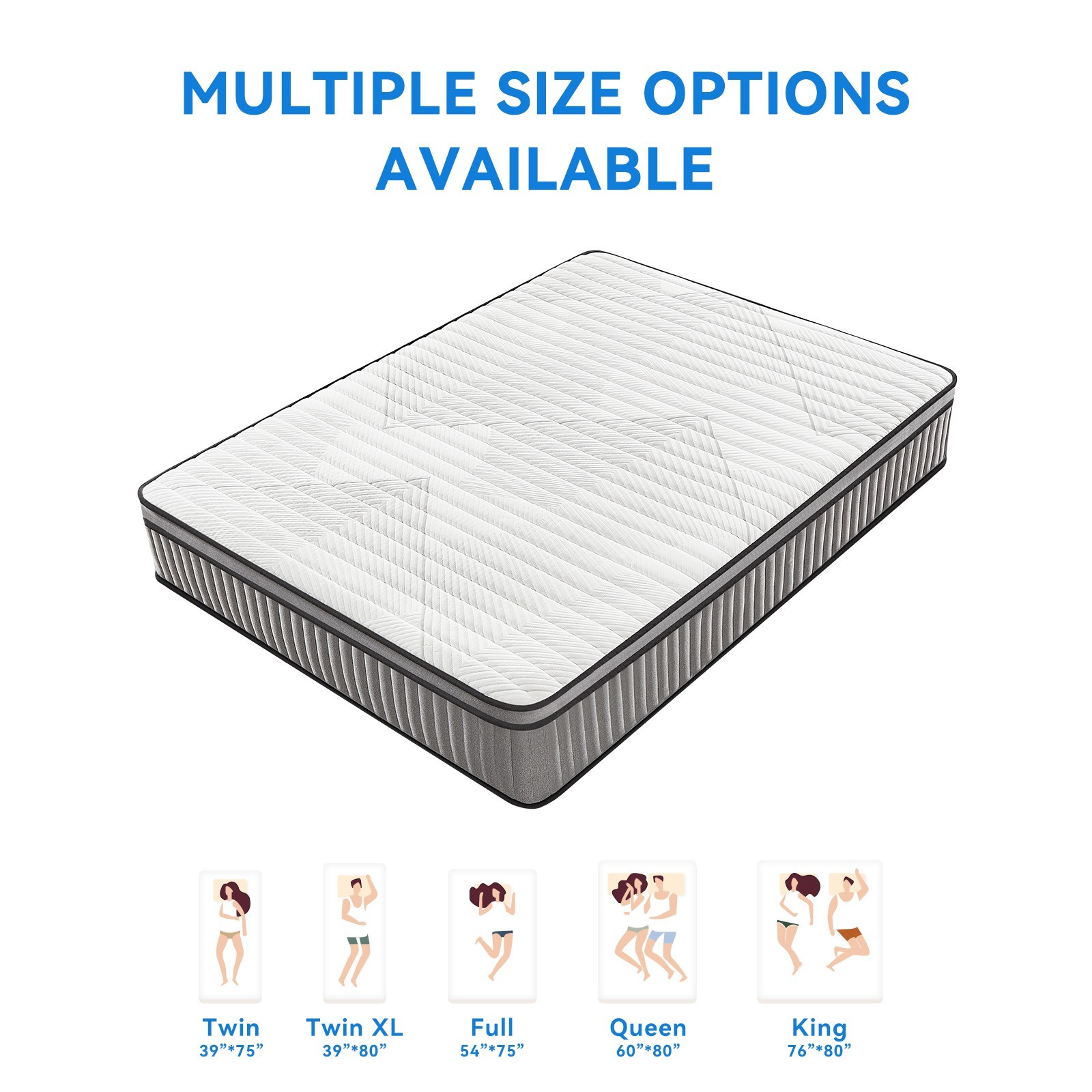 10/12 Inch Gel Memory Foam and Innerspring Hybrid Mattress in a Box Medium Firm