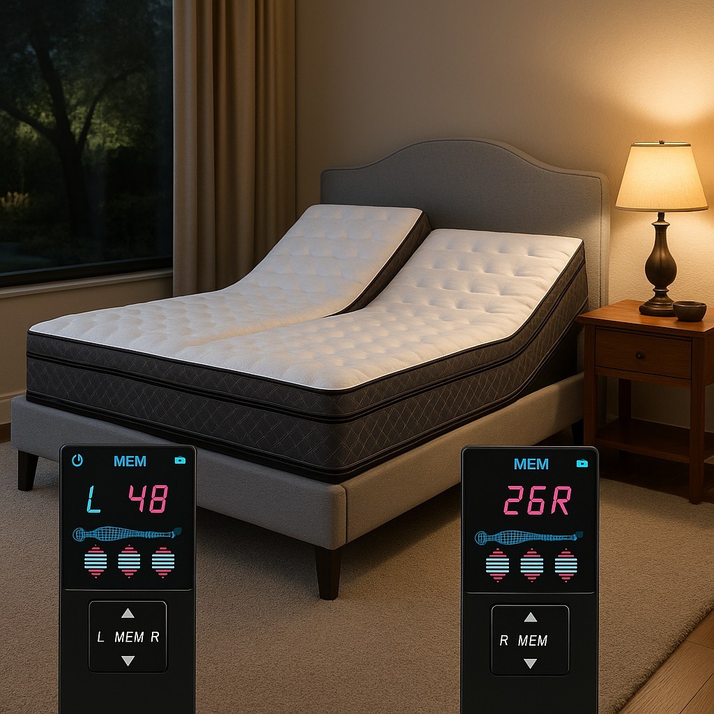 Split Flex Top 50 Number Sleep 13″ Air mattress + Massaging Adjustable Bed