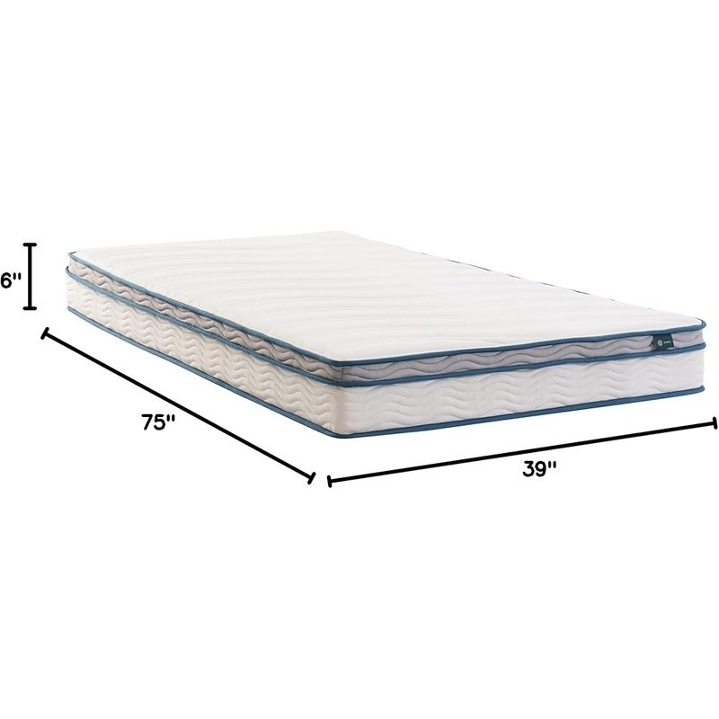 Twin Mattress Foam Innerspring Support CertiPUR Safe High Density Euro Top New