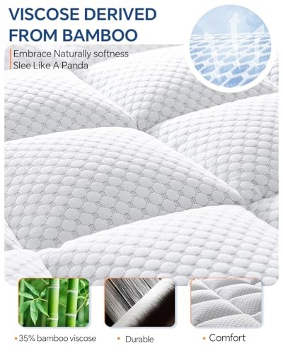 Mattress Topper Dual Layer 4 Inch Memory Foam Mattress Topper, King White-blue