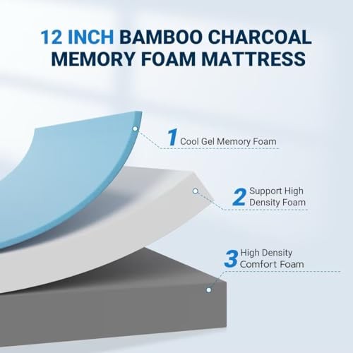 AVENCO FULL MATTRESS 12″ MEMORY FOAM PRESSURE RELIEF & COOLING SLEEP