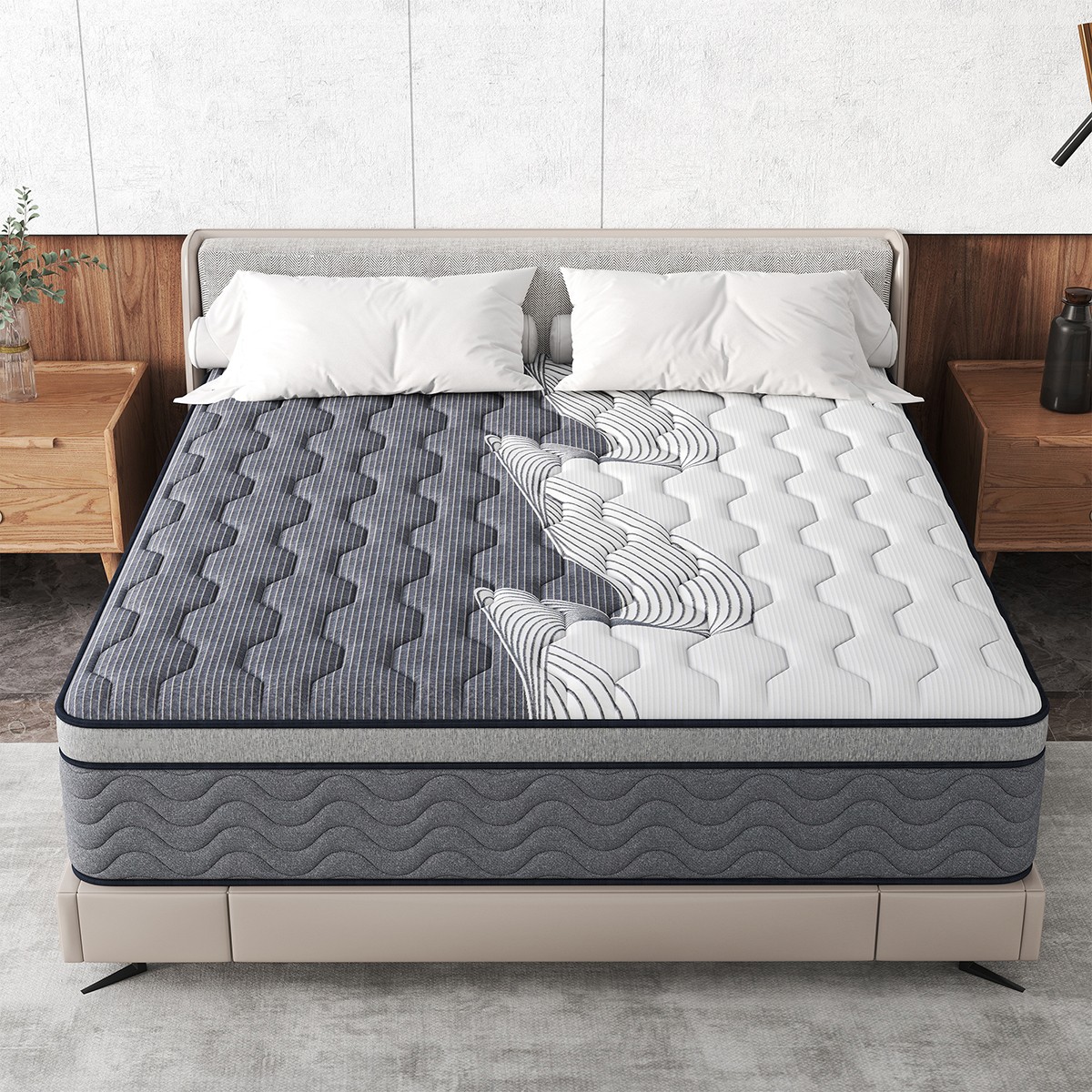 12″ Gel Memory Foam Hybrid Spring Mattress Full Queen King In A Box Dual Firm