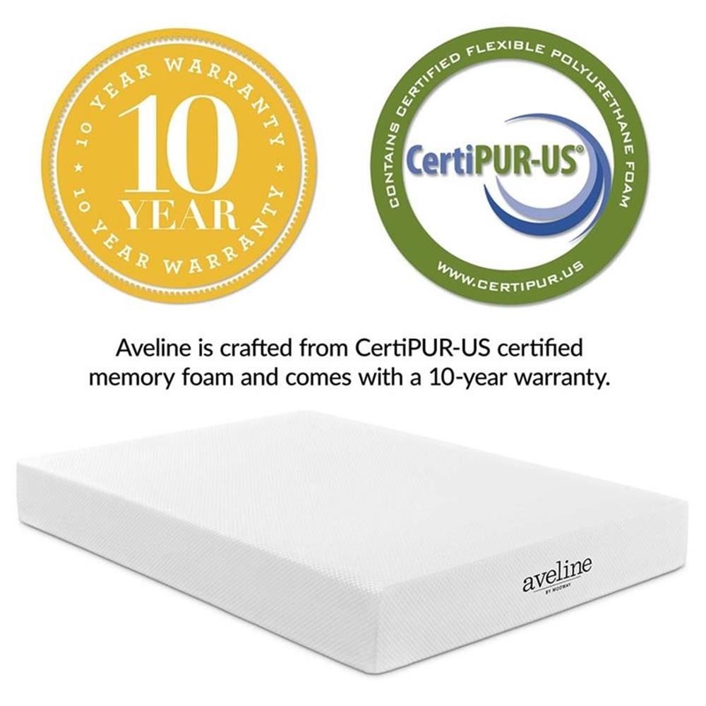 Modway Aveline 10″ Modern Style Memory Foam California King Mattress in White