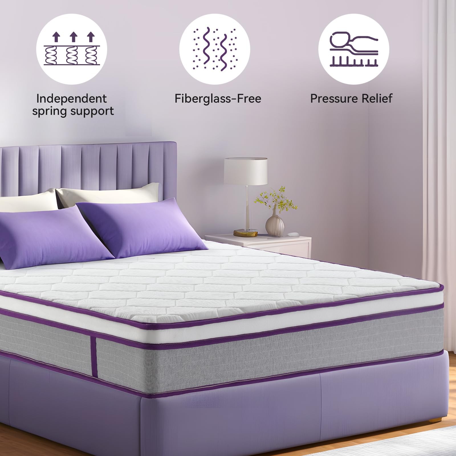 Queen Mattress, 12 Inch Hybrid Mattress with Gel Memory Foam and Pocket Sprin…