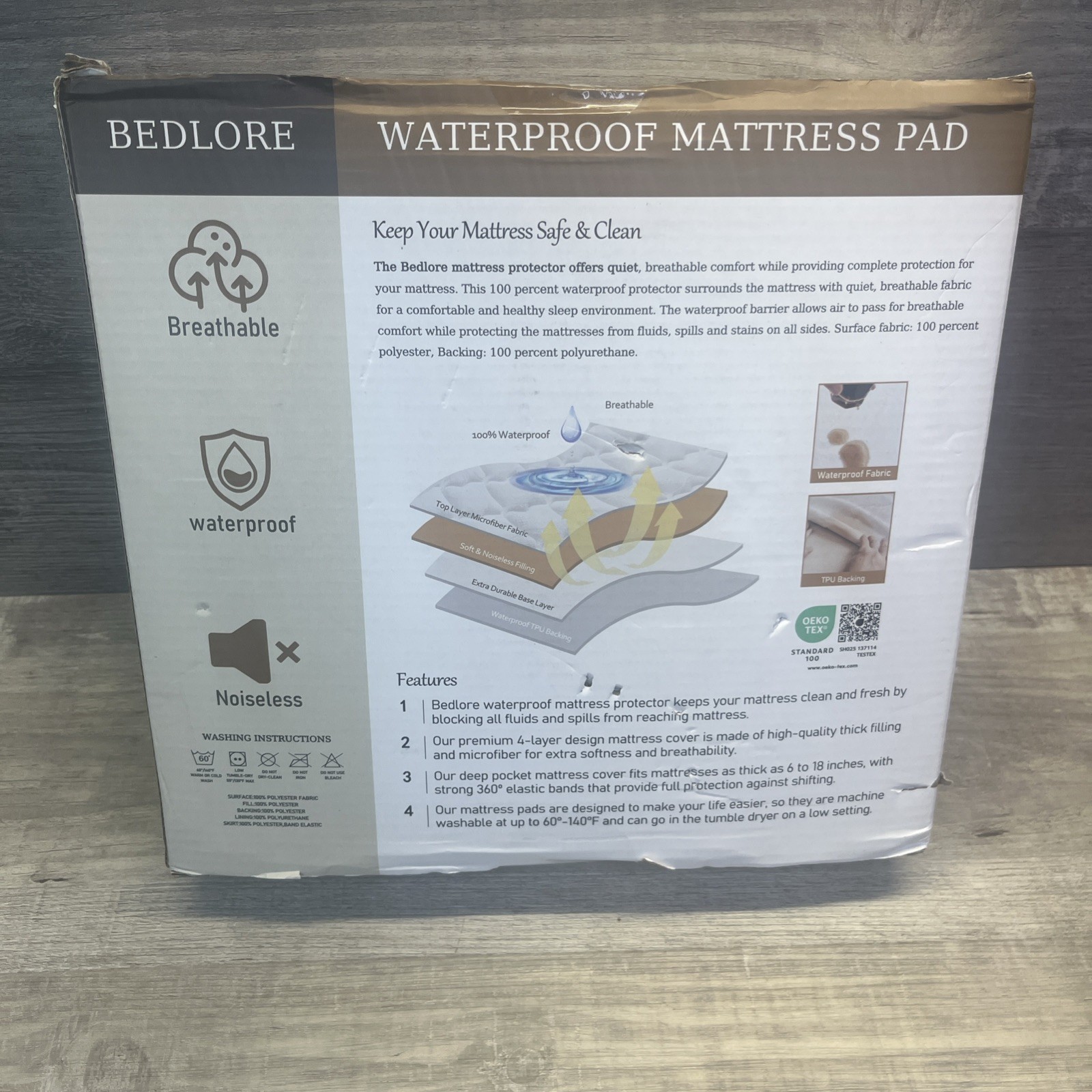 BEDLORE Waterproof Mattress Protector Twin XL Pad Twin White College Bed