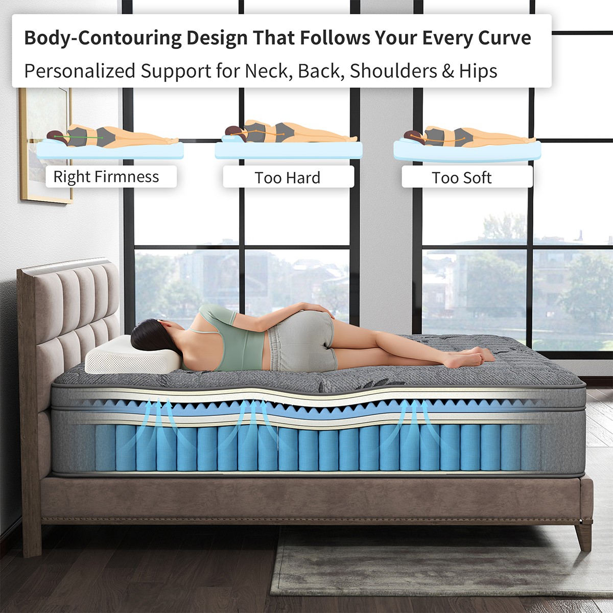 12″14″ Gel Memory Foam Hybrid Spring Mattress in a Box Twin Full Queen King Size