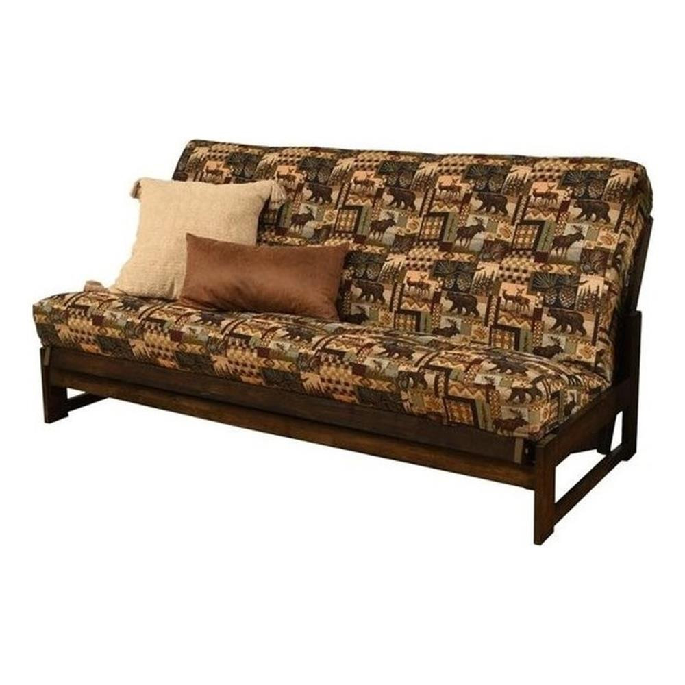 Full-size Futon Mattress in Brown Peter’s Cabin Print-Frame Not Included