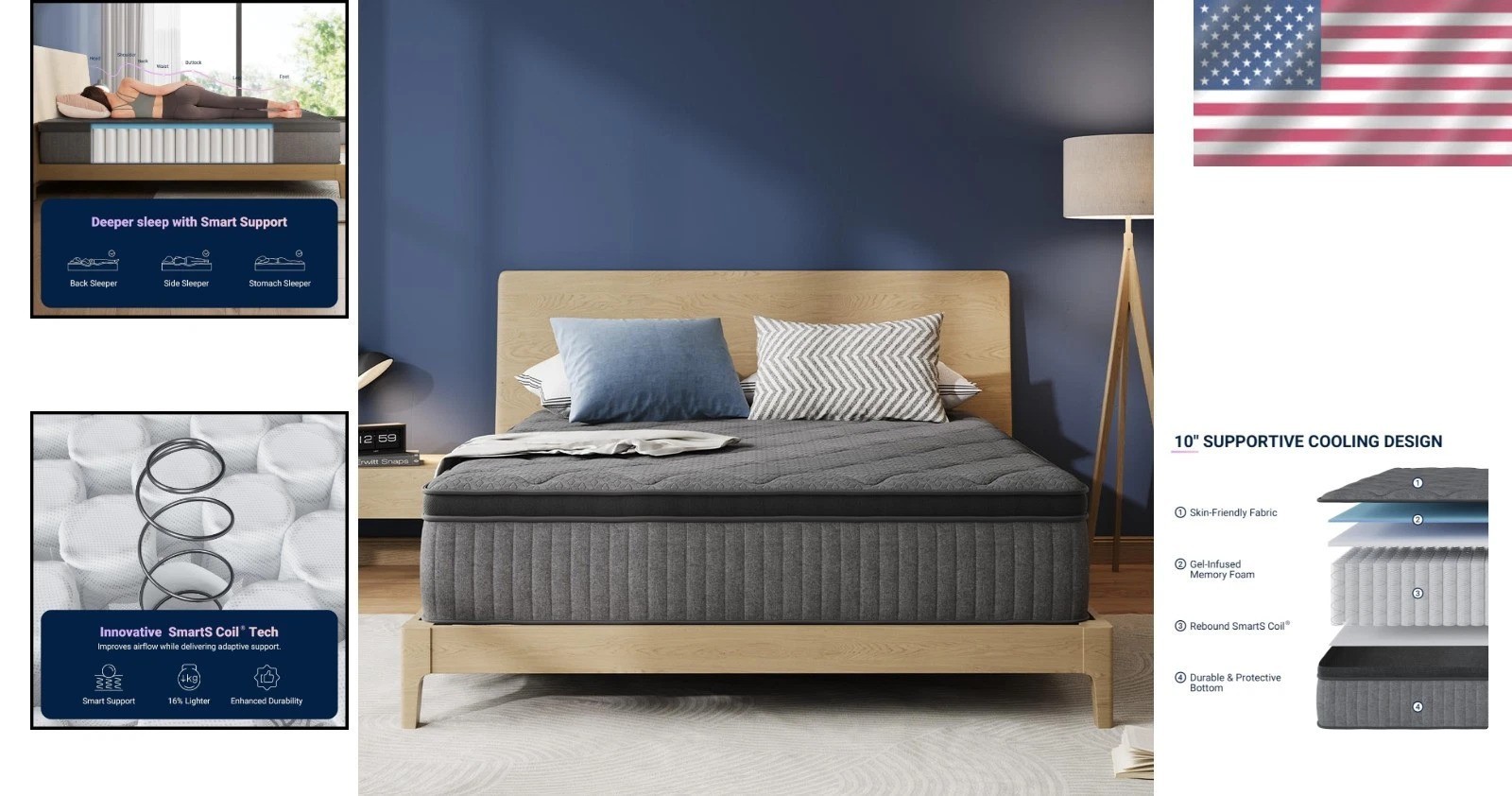 Breathable Twin Mattress 10″ Medium Firm Gel Foam Low Motion Transfer