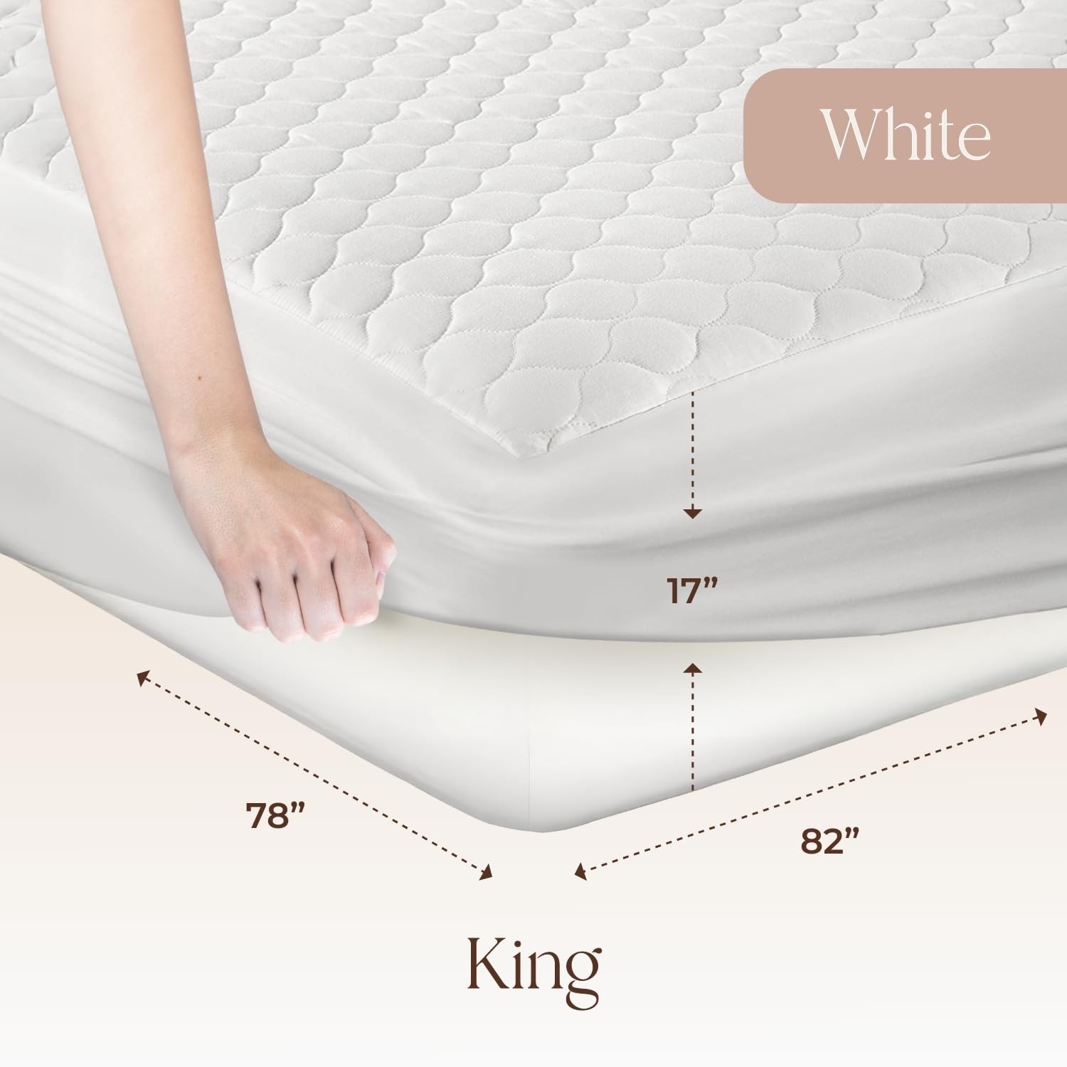 100% Cotton Organic Mattress Pad – Breathable & Cooling King, White