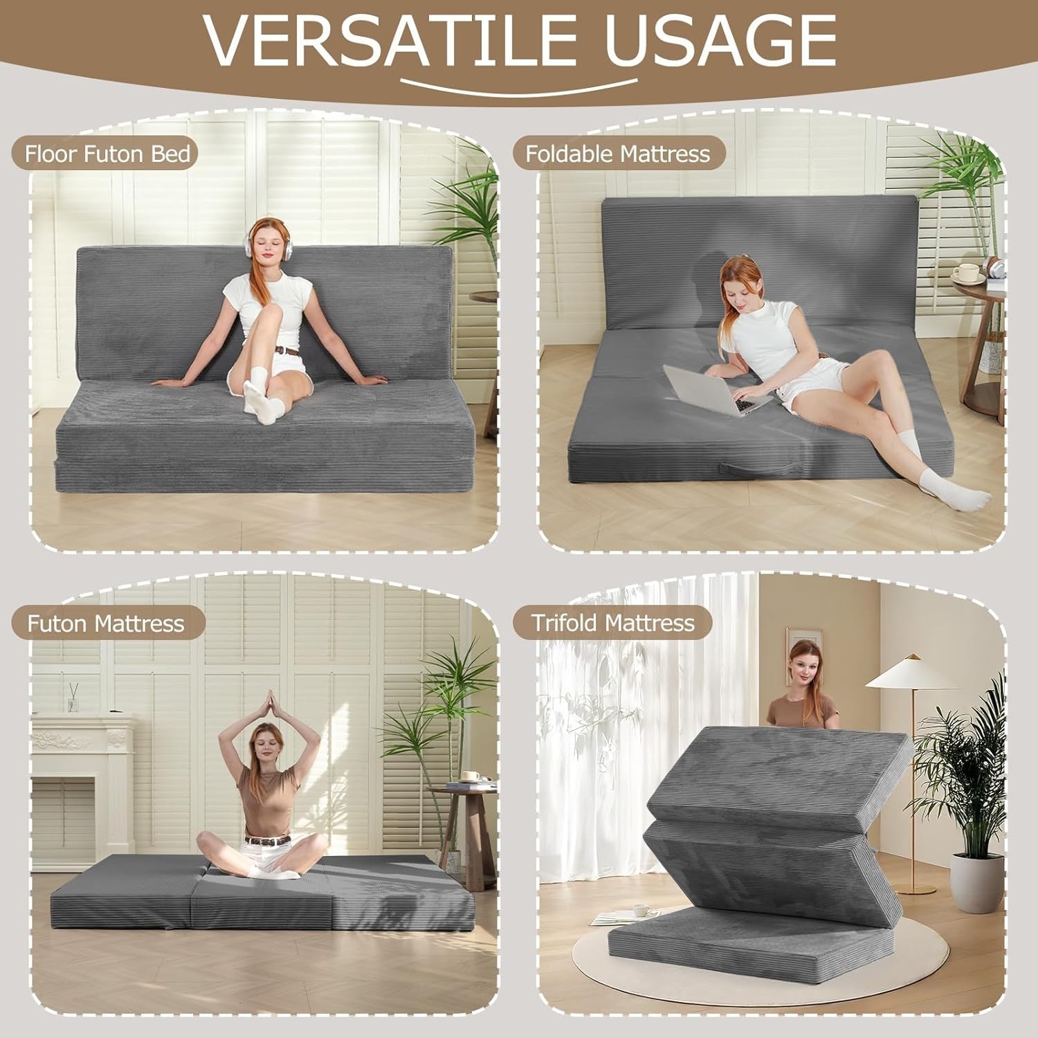 Versatile 6-Inch Plush Folding Mattress – Perfect for Guests, Camping & Dorm