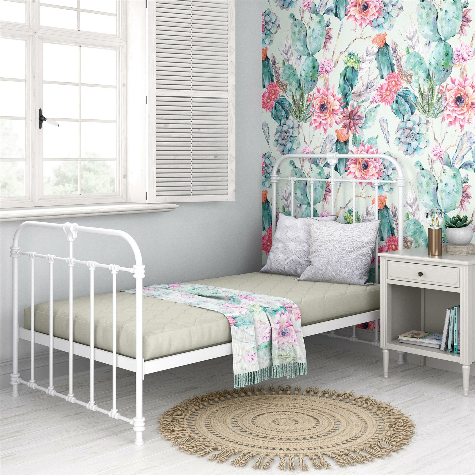 Kids Gray Twin Bunk Bed Mattress 6 inch Quilted Fiber Fill Bedroom Dorm Guest