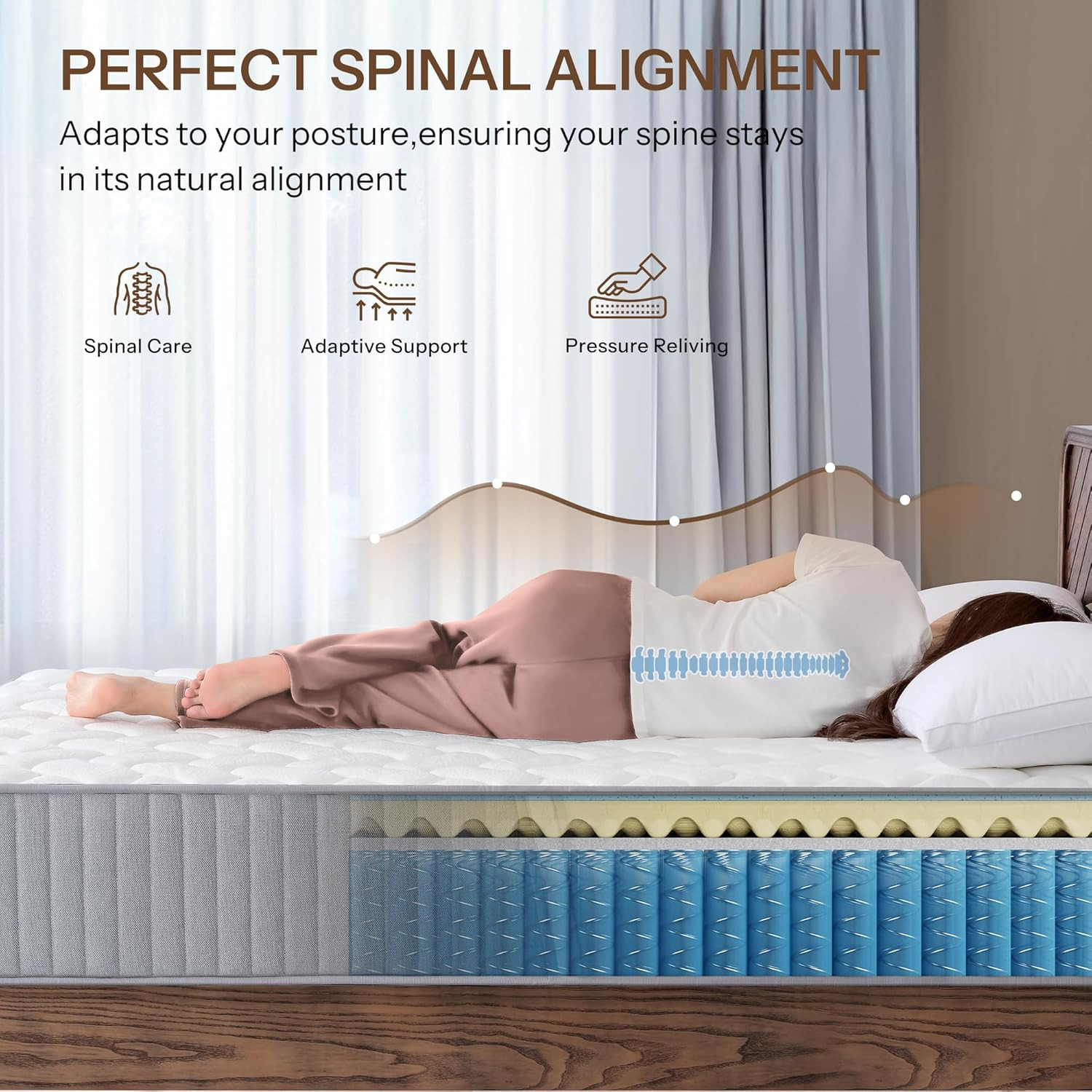 12″ Hybrid Queen Mattress – Cooling Gel, Pocket Coils, USA Made, CertiPUR-US