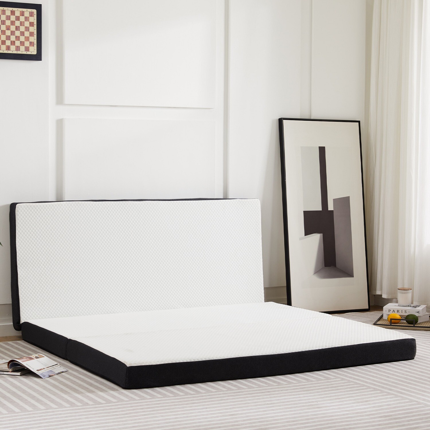 4″ Tri-fold Memory Foam Mattress,Portable Folding Floor Bed,with Washable Cover