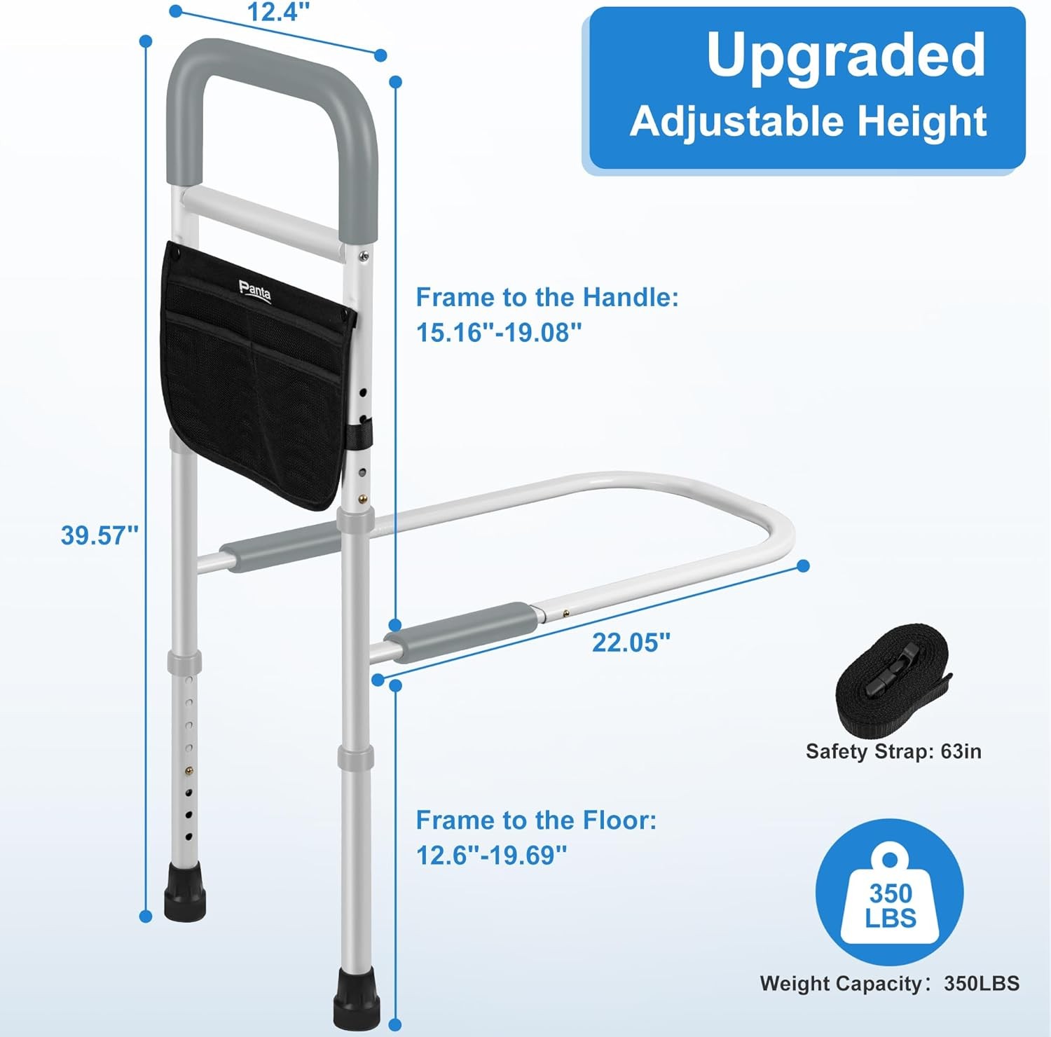Bed Rails for Elderly Bed Side Assist Rail With Storage Pouch Height Adjustable