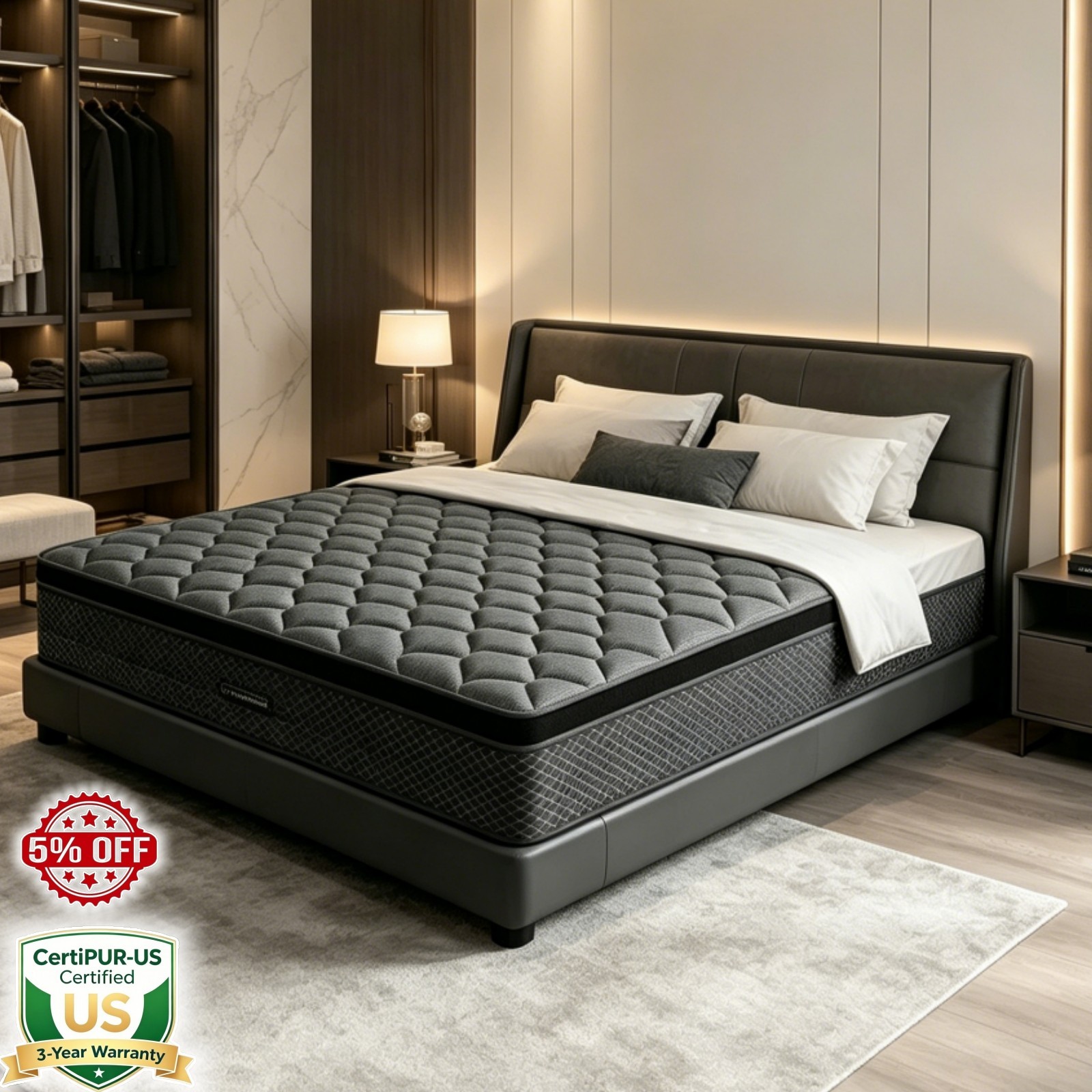 Full 10 Inch Gel Memory Foam Hybrid Spring Mattress CertiPUR-US 3 Days Delivery