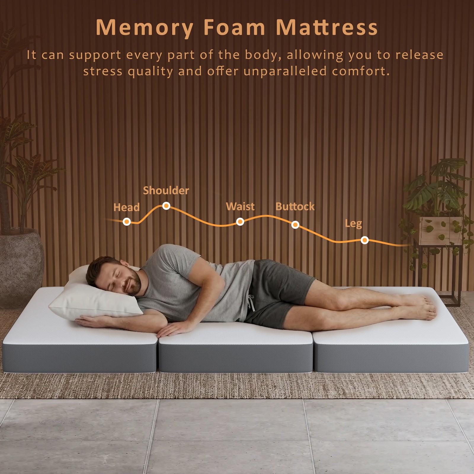 Sleep Sunset, 3” Trifold Memory Foam Mattress, 25-inch, Non-Standard Size.