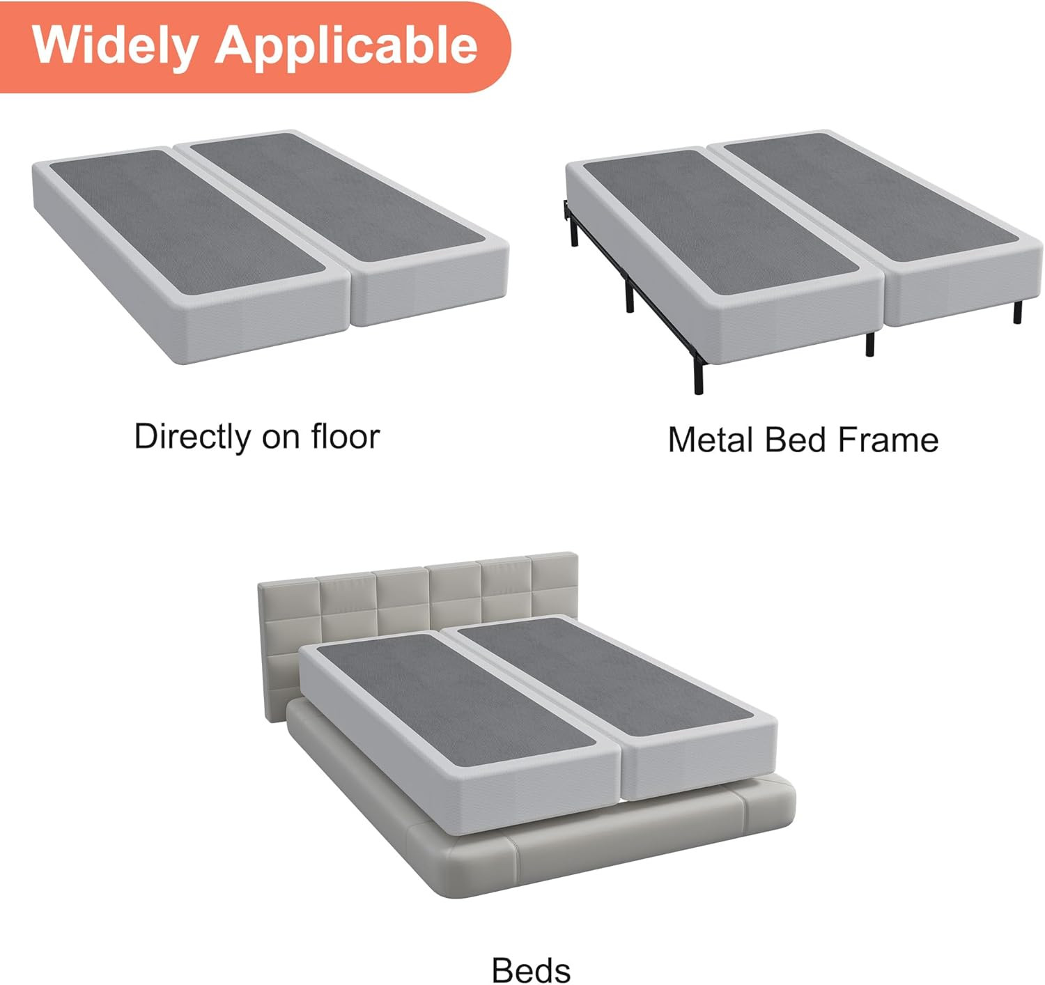7″ Heavy Duty Split Box Spring with Fabric Cover – Easy Assembly & Noise-Free