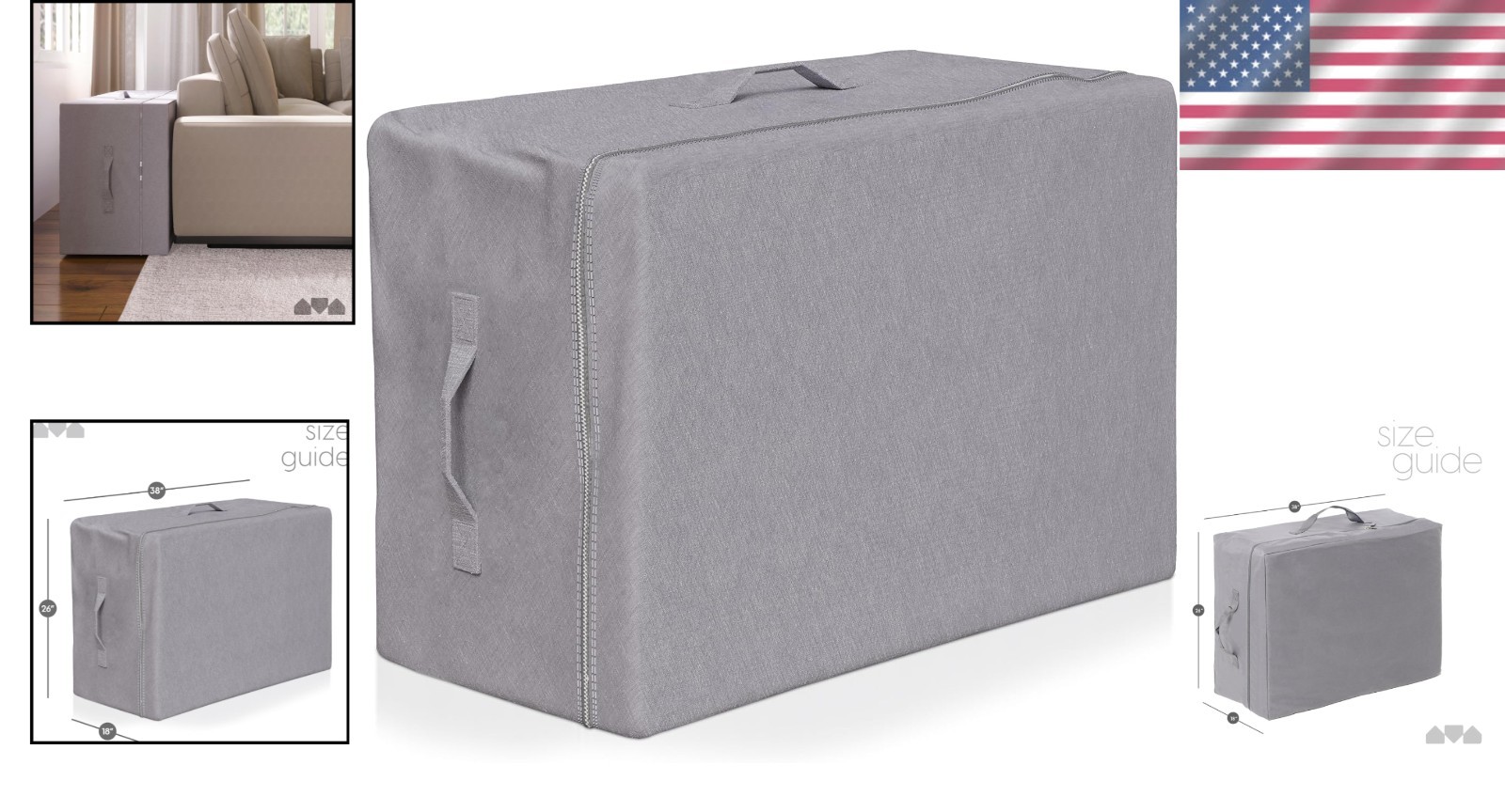 Zippered Travel Case for 6 Inch Twin XL Tri-Fold Mattress – Easy Carry Handles