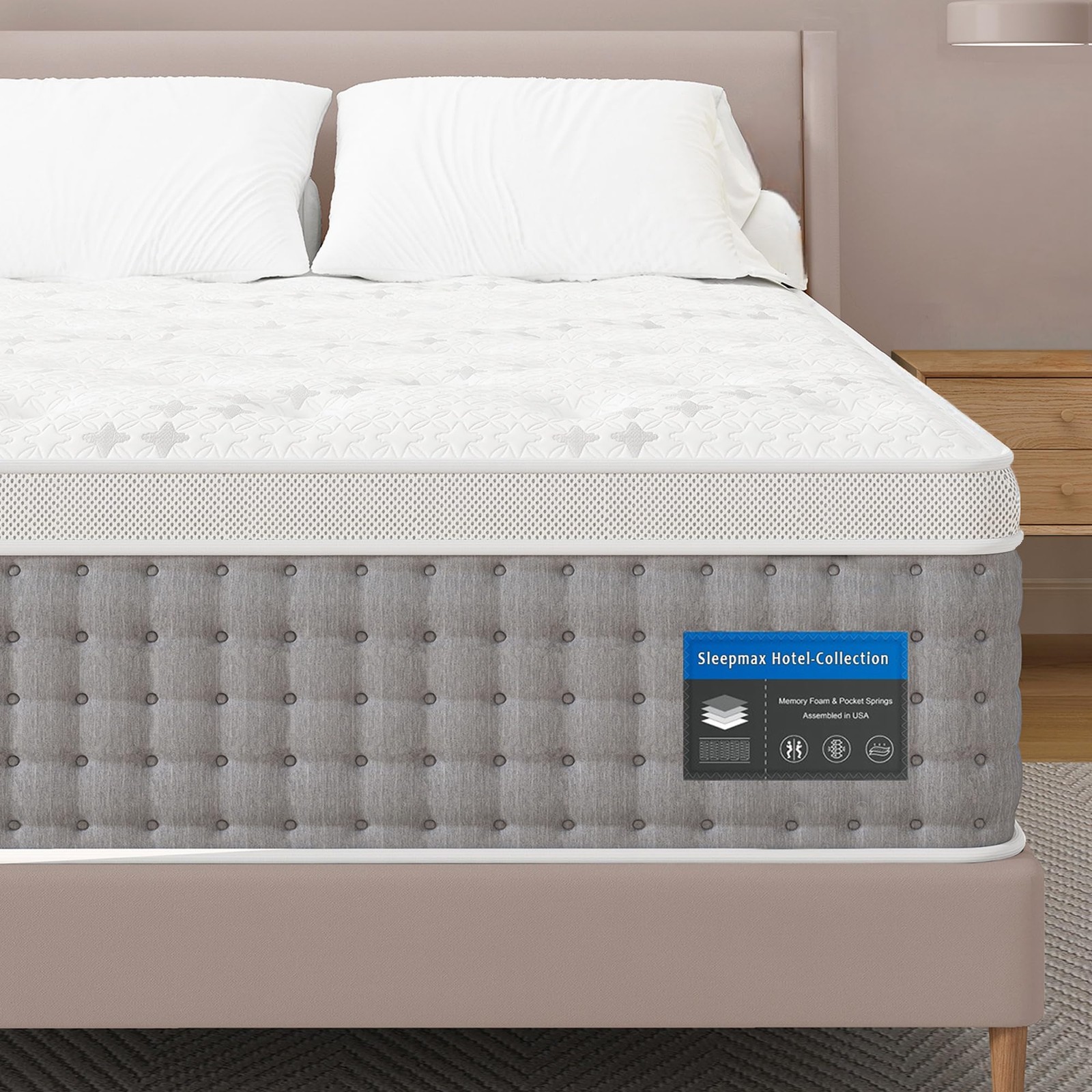 Queen 14 Inch Hybrid Mattress Pain Relief Lumbar Hip Support Cooling Gel