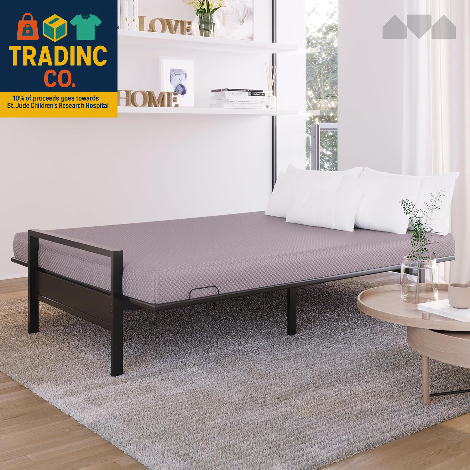 Full Size Grey Memory Foam Futon Mattress (Frame Not Included)