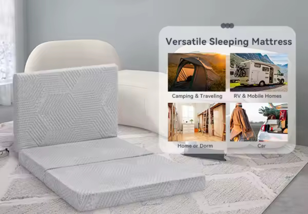 Jacquard Covered H core Tri-folding Memory Foam 4″ Thick Single Mattress