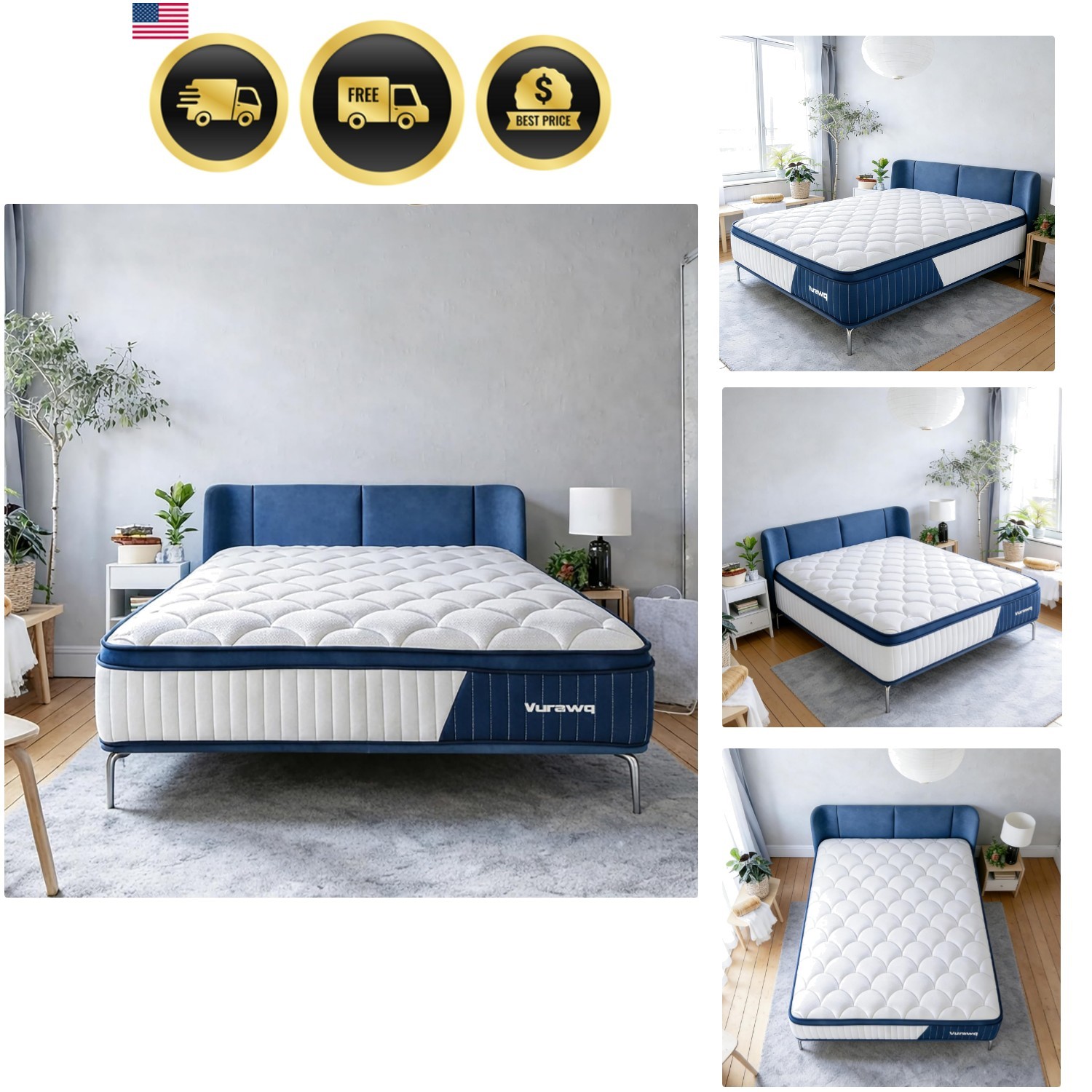 Queen Hybrid Mattress Foam Pocket Spring Gel Memory Foam Breathable Plush