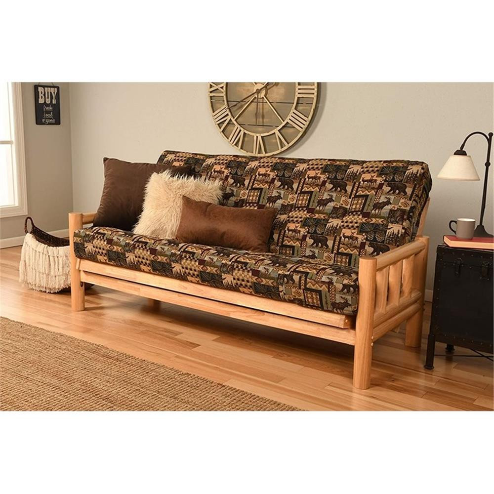 Full-size Futon Mattress in Brown Peter’s Cabin Print-Frame Not Included