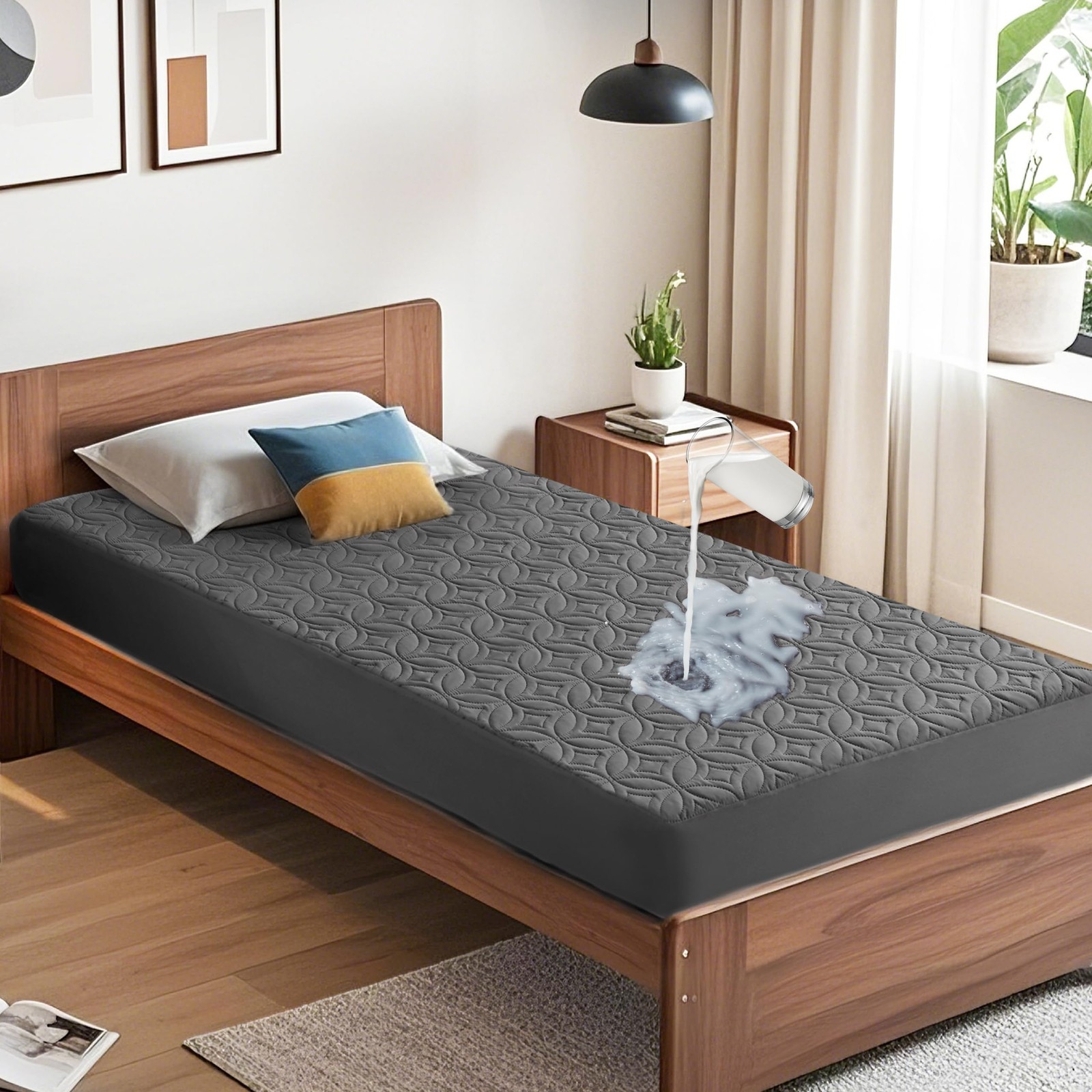 BEDLORE Waterproof Mattress Protector, Twin XL Size XL, 1 Gray