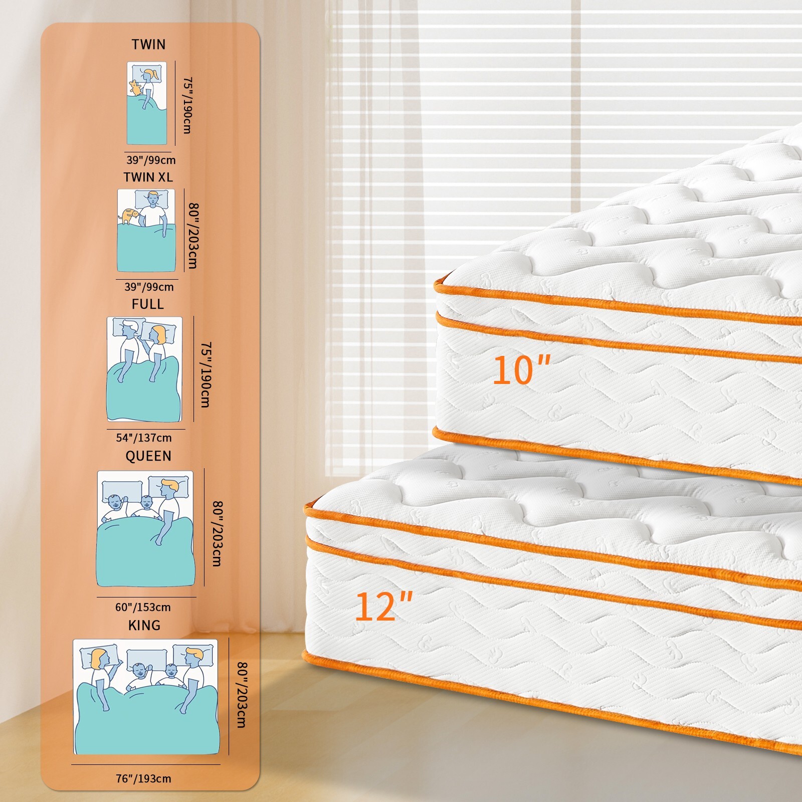 OUUI 10″ 12″ Hybrid Mattress Medium Firm Memory Foam Mattresses In A Box