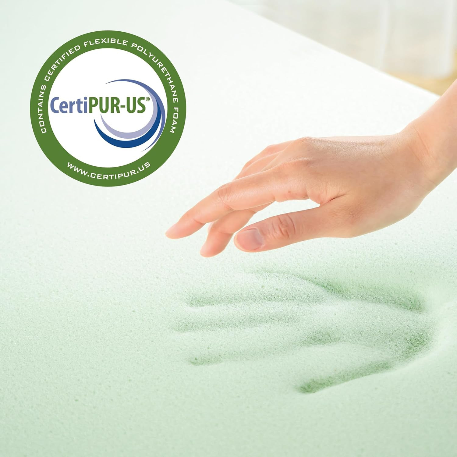 Green Tea Memory Foam Mattress Topper – 4 Inch, Full Size, CertiPUR-US