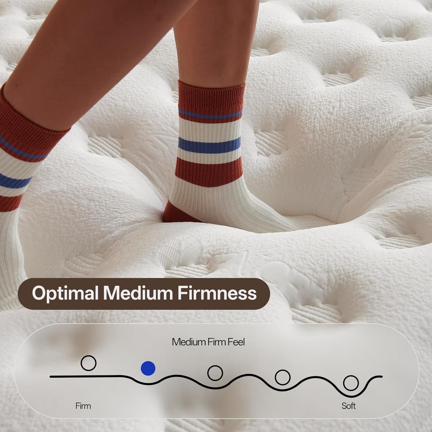 Queen Size 14-Inch Hybrid Mattress: Cooling Gel Memory Foam Medium Firm Support